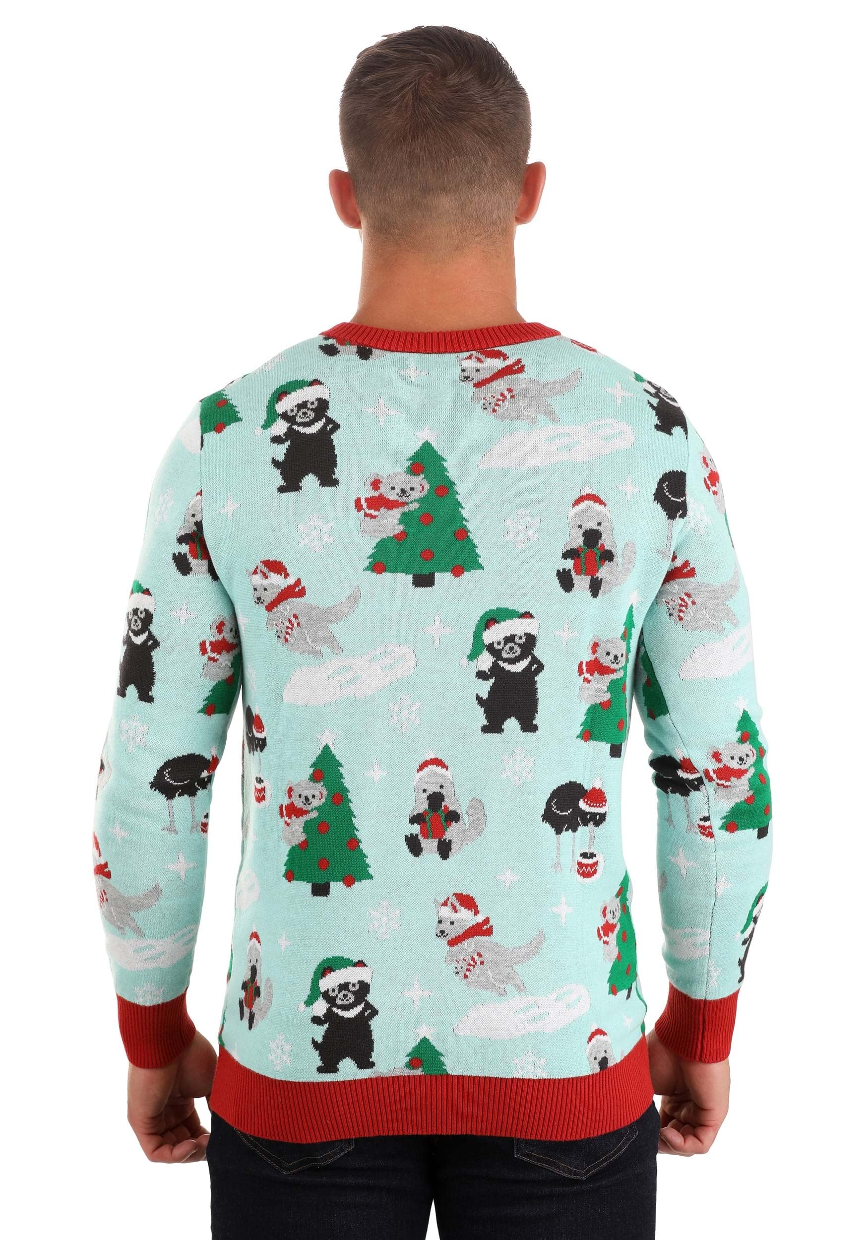 Australian Animals Ugly Christmas Sweater for Adults - Koala Bear Knit Crewneck Holiday Sweater | Festive Xmas Party Outfit, Family Gathering, Secret Santa Gift, Office Christmas Party