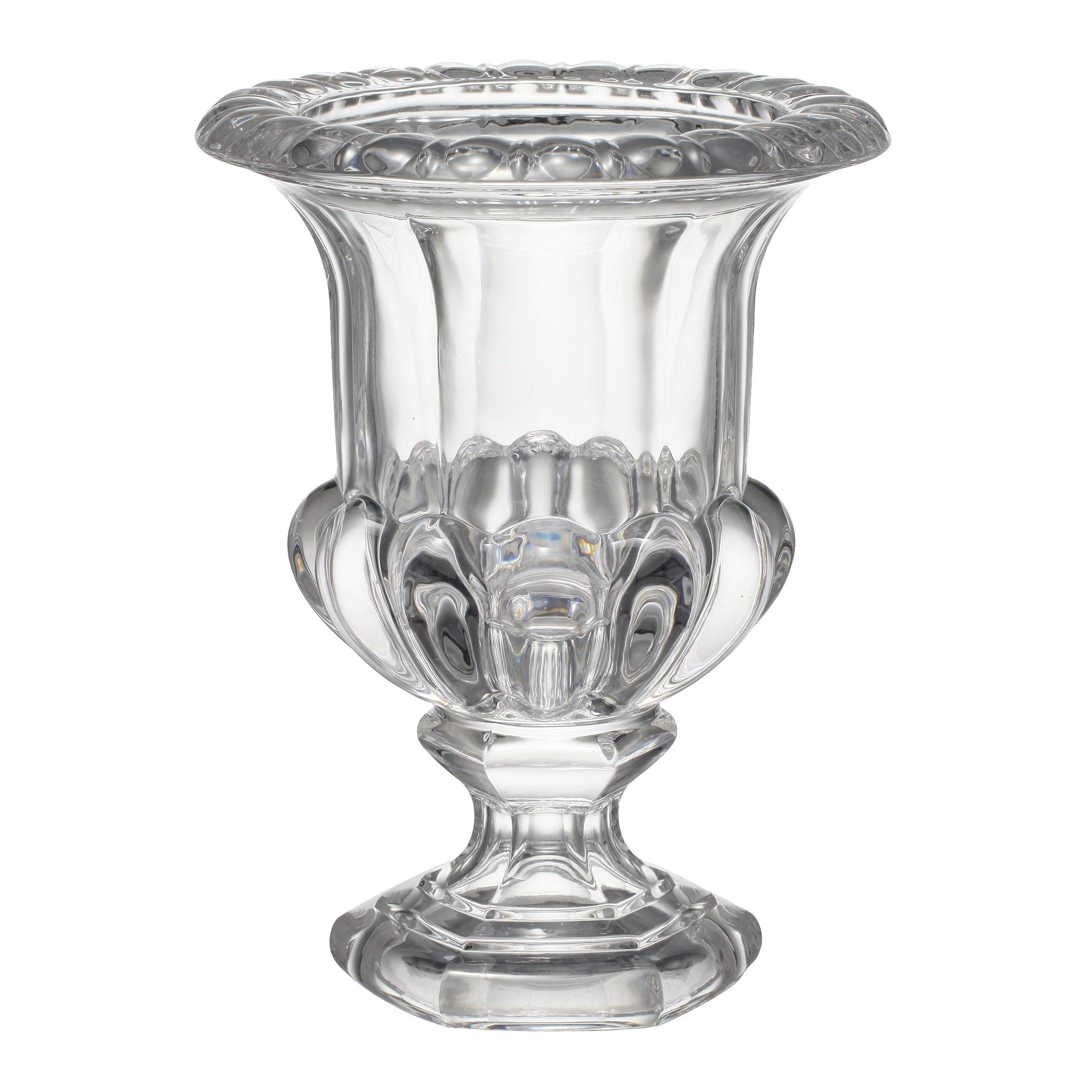 10-Inch Clear Crystal Glass Urn Vase for Home Decor, Wedding Centerpieces, Funeral Memorials & Floral Arrangements