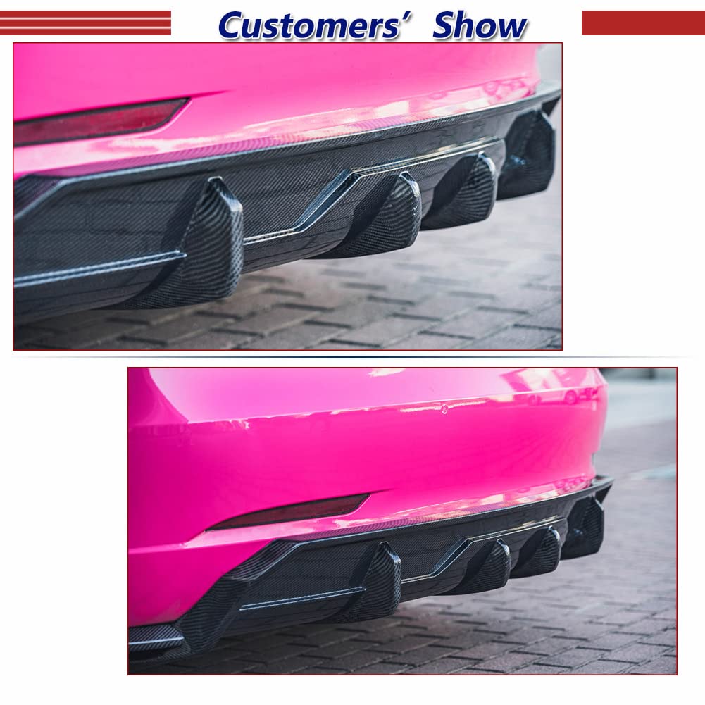 Premium Real Carbon Fiber Rear Diffuser for Tesla Model 3 (2017-2023) - Bumper Cover, Lower Lip Spoiler & Valance Protector - High-Performance Body Kit - Enhance Style & Aerodynamics for Street & Track Racing