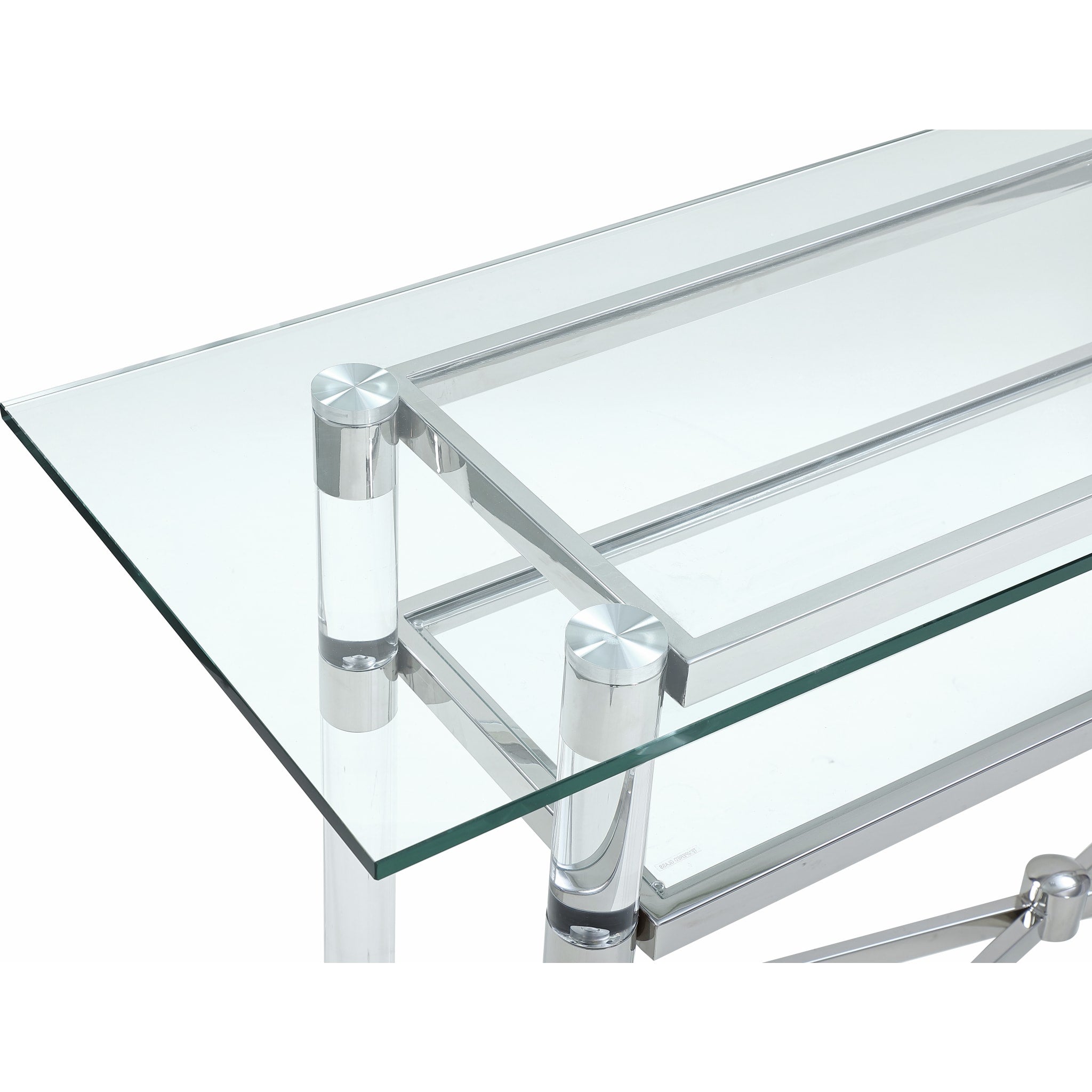 Premium Marilyn Glass Top Dining Server - Polished Stainless Steel & Clear Acrylic Buffet Serving Tray for Elegant Dinner Parties, Holiday Entertaining & Restaurant Use