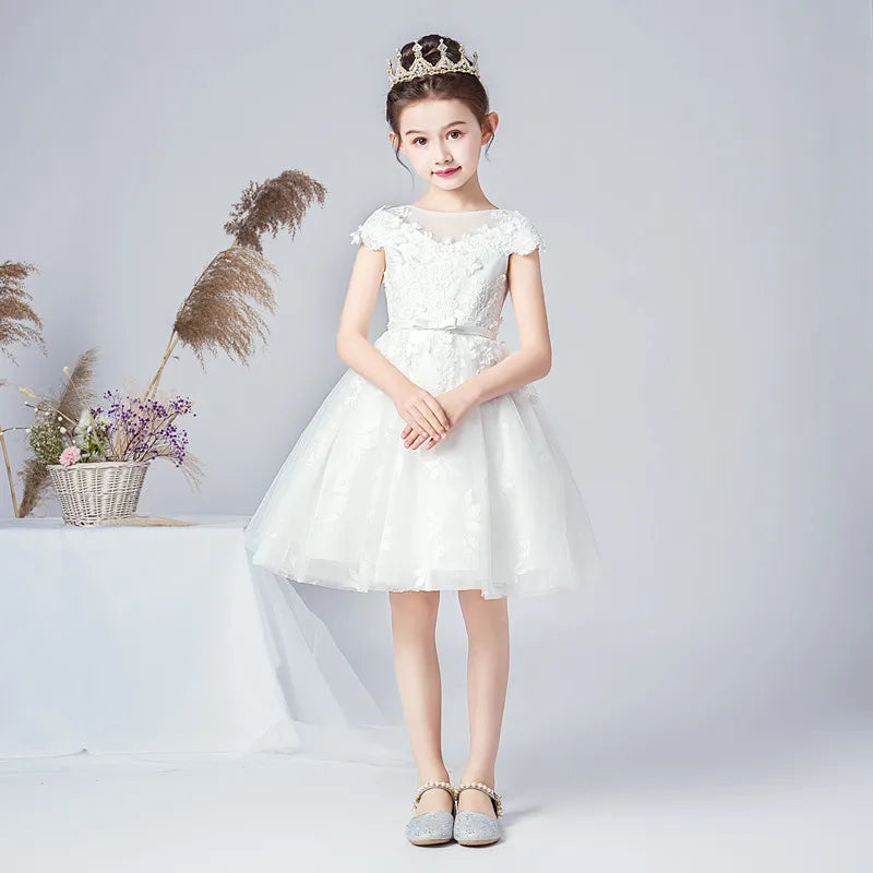 Elegant Short Flower Girl Dress for Wedding Party - Princess Bridesmaid Communion Gown - Perfect for Church Ceremonies & Special Occasions