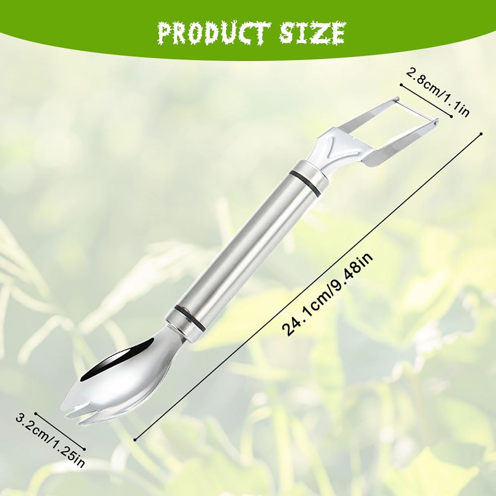 2024 Upgraded 2-in-1 Stainless Steel Fruit Cutter - Dual Head Watermelon Slicer & Melon Fork - Durable Silver Kitchen Tool for Summer BBQs, Picnics & Fruit Platters
