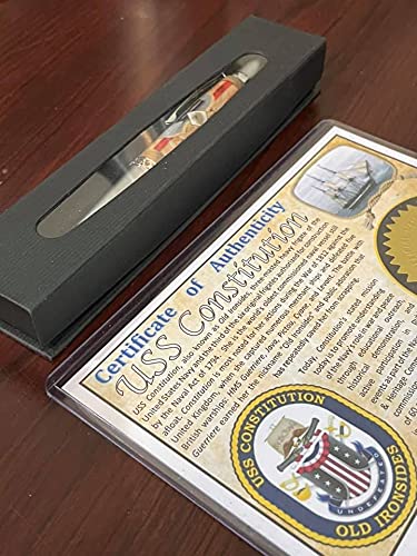 Authentic USS Constitution Sail & Wood Ship Pen with Certificate of Authenticity - Perfect for History Buffs, Collectors & Unique Gifts