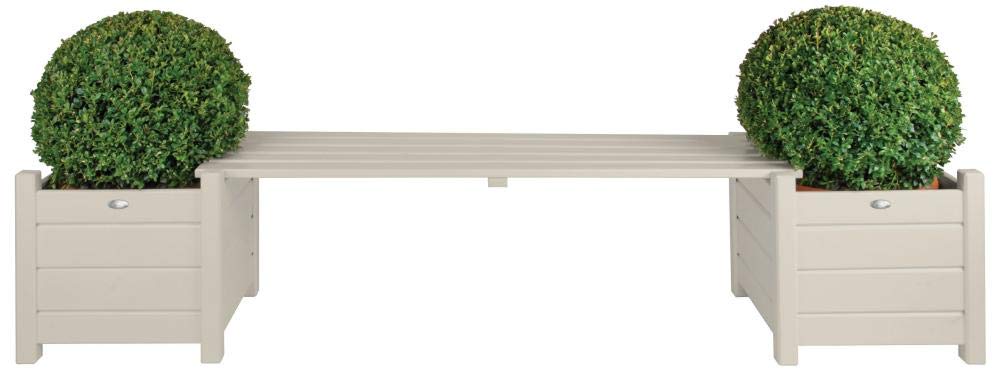 Esschert Design White Planters with Bridge Bench – Outdoor Garden Decor for Patio, Balcony & Backyard