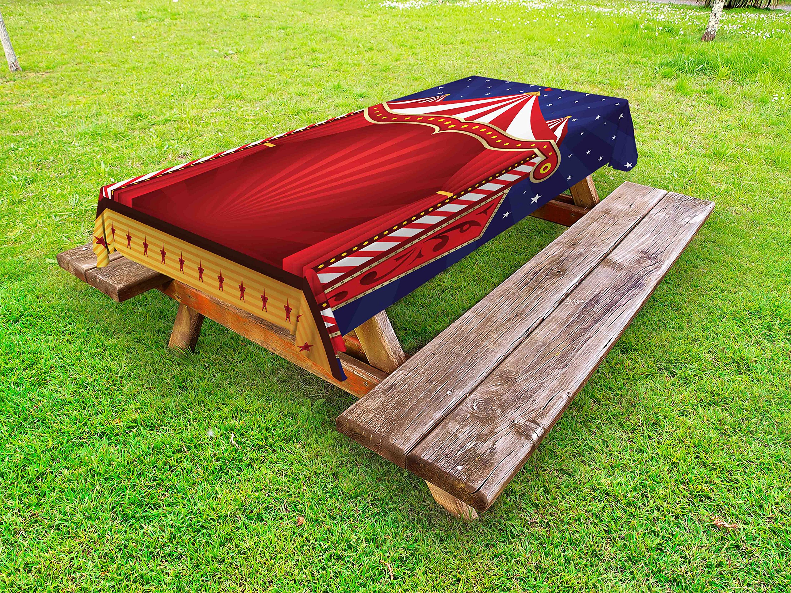 Ambesonne Circus Themed Outdoor Tablecloth - Waterproof Washable Picnic Table Cover for Parties, BBQ & Camping - 58