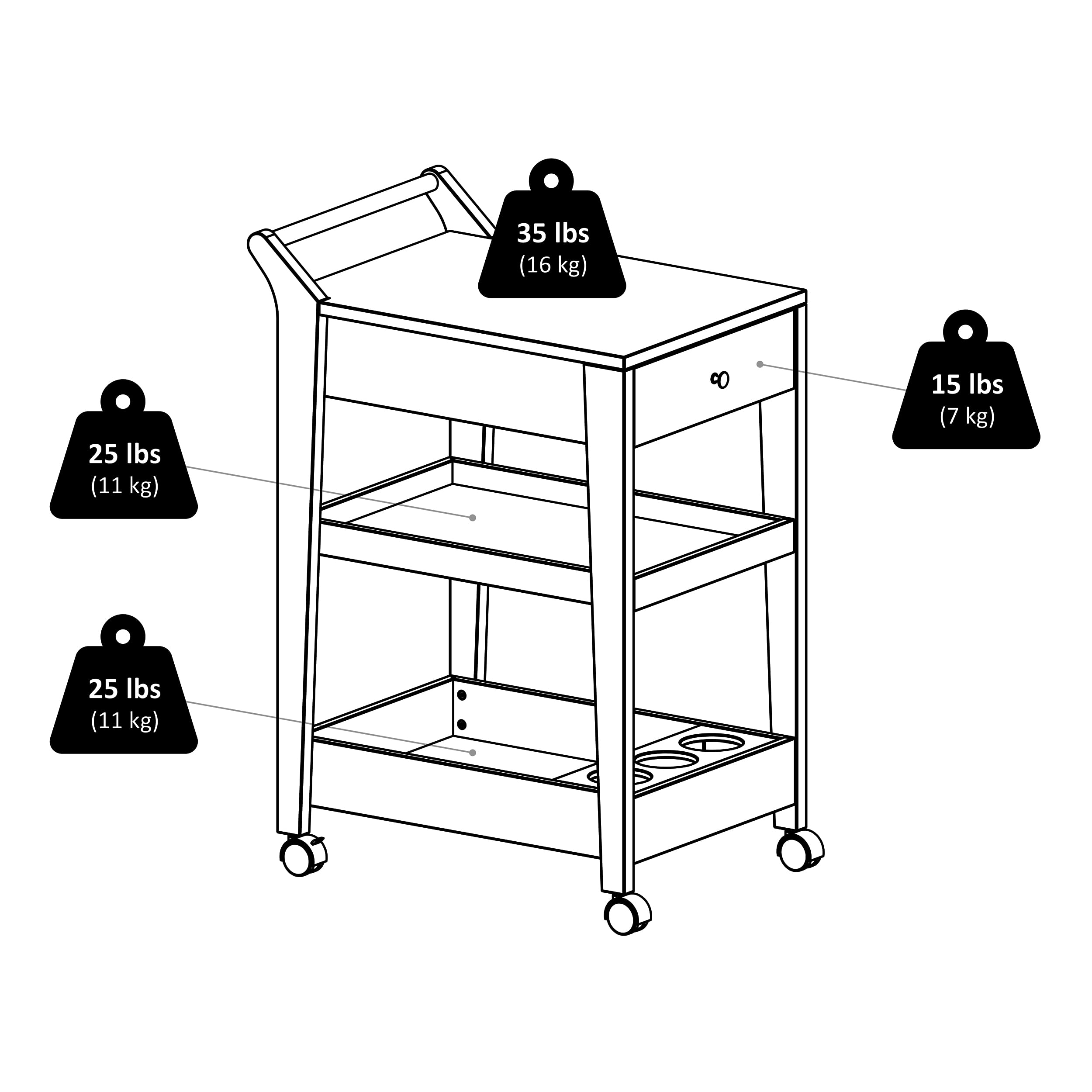 Winsome Wood Jeston Entertainment Cart with Wheels - Espresso Finish TV Stand, Rolling Media Console for Living Room, Bedroom, or Home Theater Organization