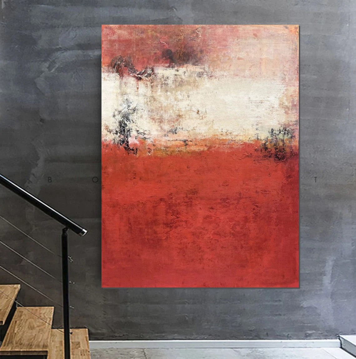 Large Contemporary Abstract Canvas Painting for Living Room - Red Modern Wall Art Decor for Home & Office Interior Design | Perfect for Accent Walls, Bedroom, Dining Room & Office Spaces