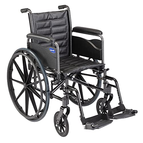 Invacare Tracer EX2 Folding Wheelchair for Adults - 16 Inch Seat with Adjustable Footrests & Full Armrests | Lightweight Mobility Aid for Indoor/Outdoor Use | Home, Hospital & Travel Wheelchair