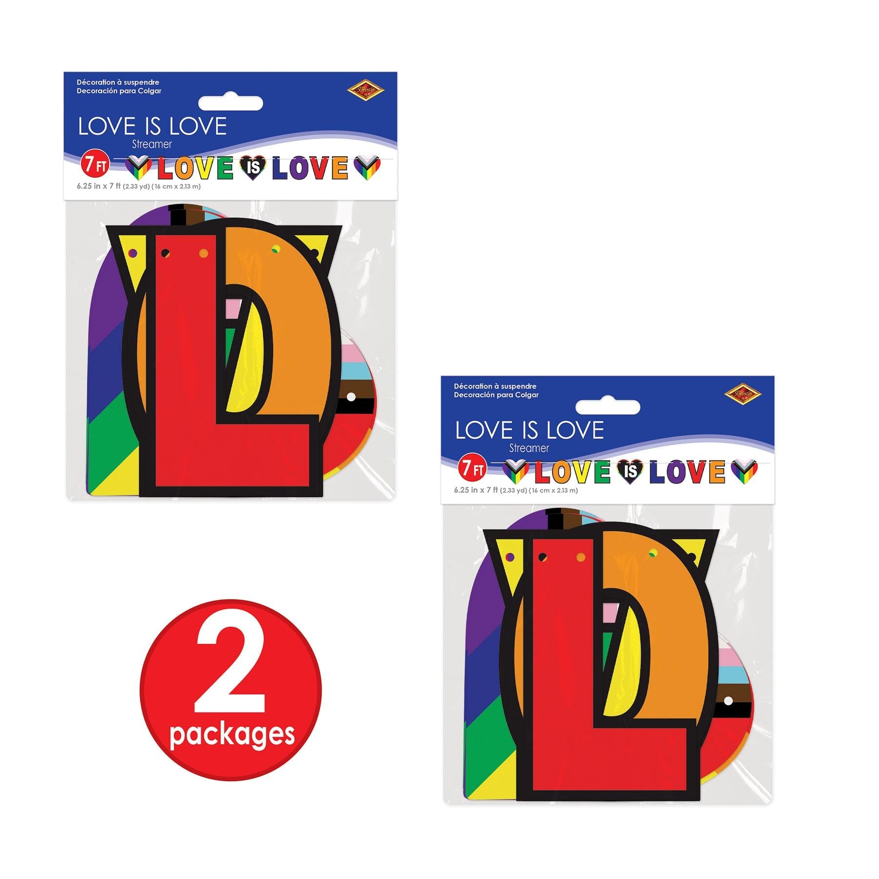 12 Pack Beistle Love Is Love Party Streamers - Rainbow Pride Decorations for LGBTQ+ Weddings, Pride Parades & Birthday Celebrations