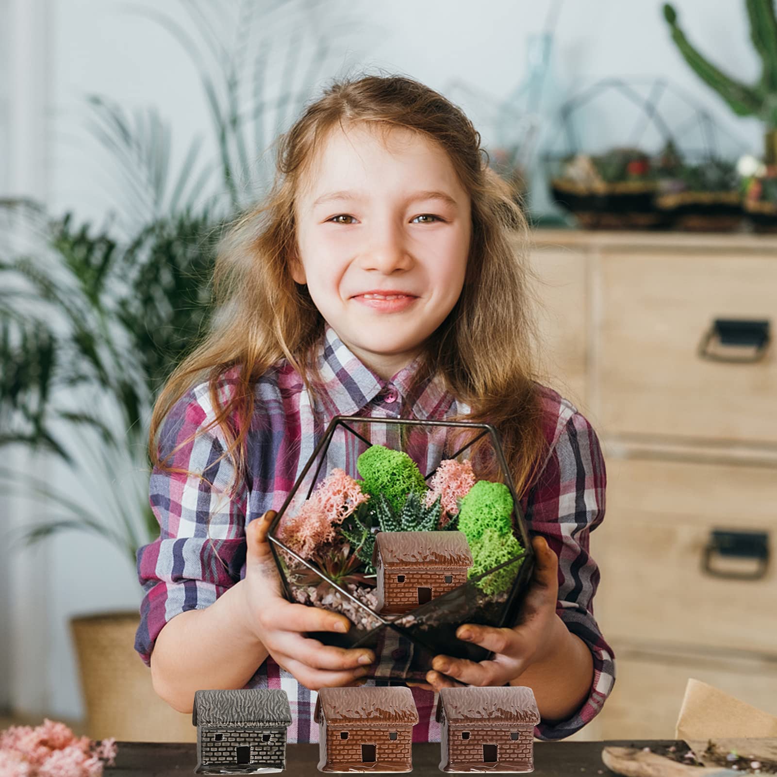 Cabilock Fairy Garden Buildings Set of 3 - Miniature Bonsai Ornaments for Zen Garden, Sand Table & Ceramic Plant Decor - Perfect for Indoor Fairy Gardens, Tabletop Displays & Home Decor