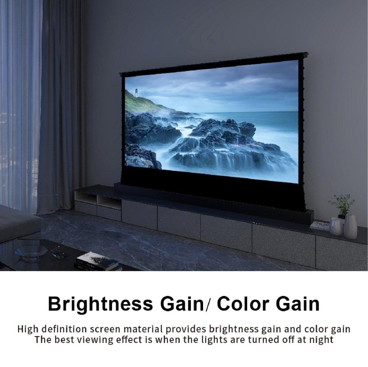 VIVIDSTORM Pearl White Motorized Tension Floor Rising Projector Screen - 120 Inch 4K Ultra HD Home Theater Projection Screen for Movies, Gaming & Presentations - Perfect for Living Rooms, Home Cinemas & Offices