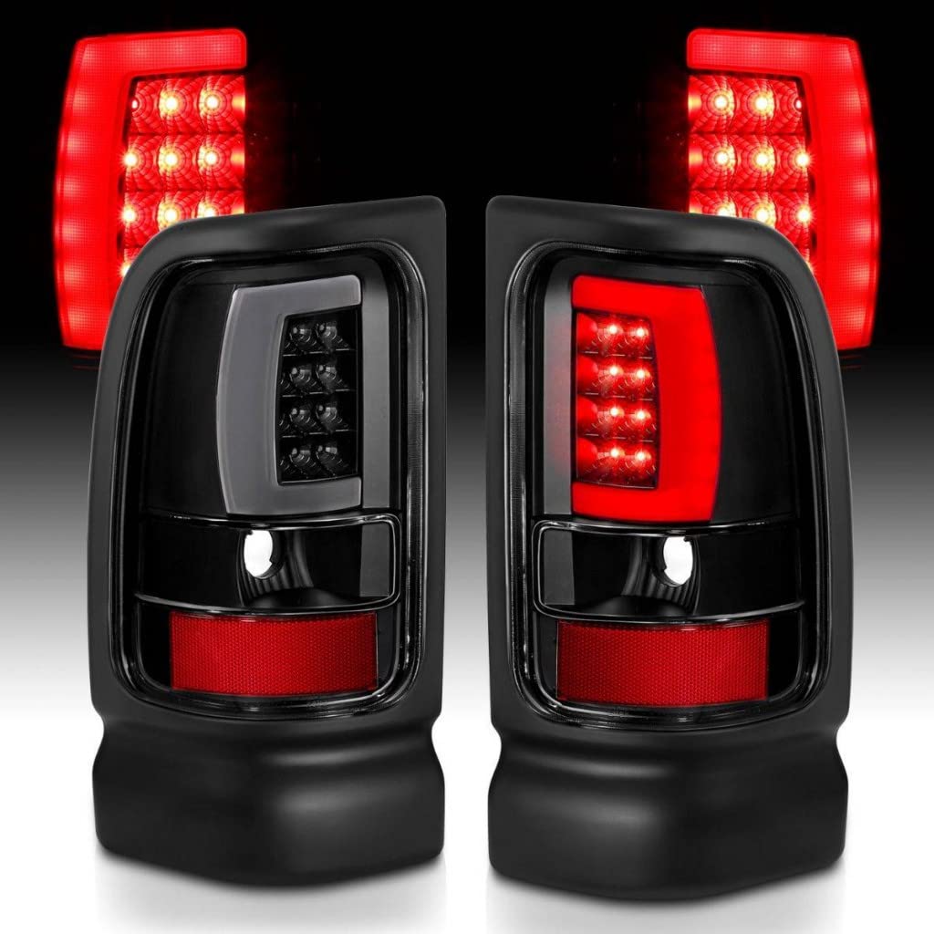 ANZO LED Tail Lights for Dodge Ram 3500 (1994-2002) - Black Plank Style with Clear Lens | Part #311339 | Upgrade for Enhanced Visibility & Style