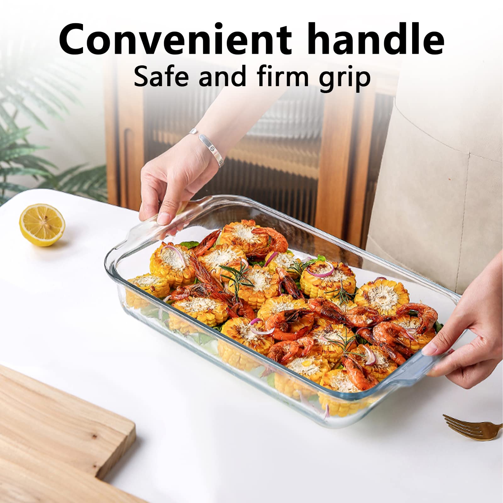 Luvan 2.3 qt Glass Baking Dish Set - Rectangular Oven Safe Bakeware with 2 Airtight Food Storage Containers | Freezer & Microwave Safe | Perfect for Meal Prep, Casseroles & Leftovers Storage