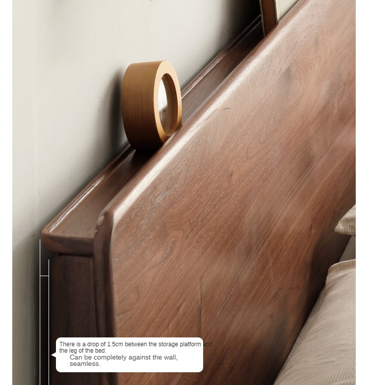 Premium Black Walnut Solid Wood Bed Frame - Queen Size, Handcrafted Hardwood Bed with Sturdy Support - Perfect for Master Bedroom, Guest Room & Farmhouse Decor