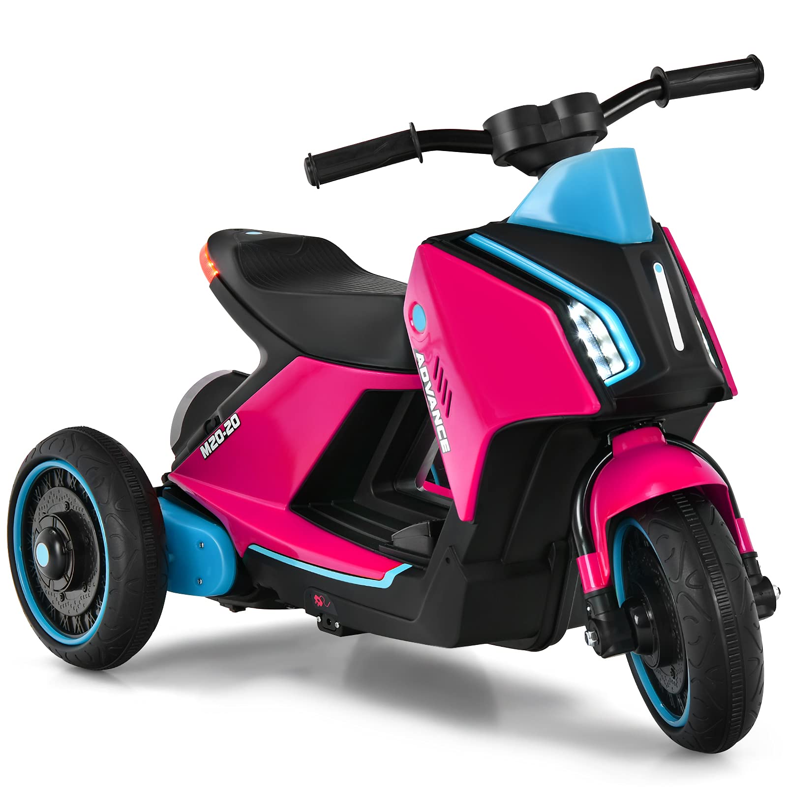 Costzon 6V Electric Ride-On Motorcycle for Kids - Battery Powered Toy with Lights, Sounds, Horn, Music, Story Mode, FM Radio, MP3, USB & TF Ports - 3-Wheel Scooter for Toddlers Ages 2+ (Pink) | Perfect for Indoor Play, Outdoor Adventures & Birthday Gifts
