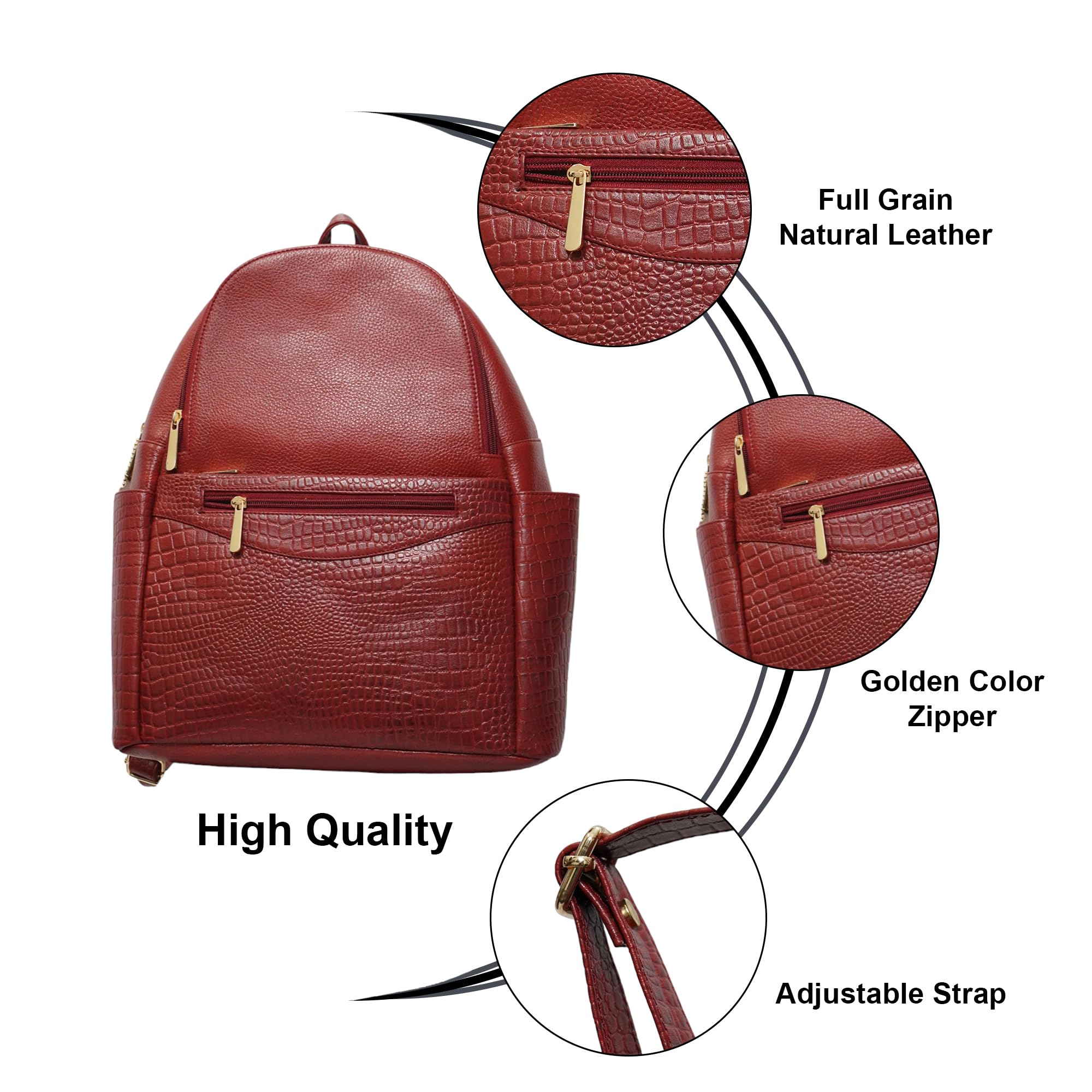 RICHSIGN 14 Inch Leather Laptop Backpack for Women - Stylish Office Work Bag, Travel & Business Commuter Backpack - Premium Genuine Leather Computer Bag for Professionals