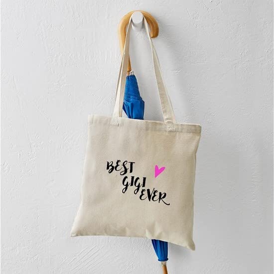 Best Gigi Ever Tote Bag - Natural Canvas Reusable Shopping Bag for Women | Eco-Friendly Grocery Tote, Beach Bag & Everyday Carry-All