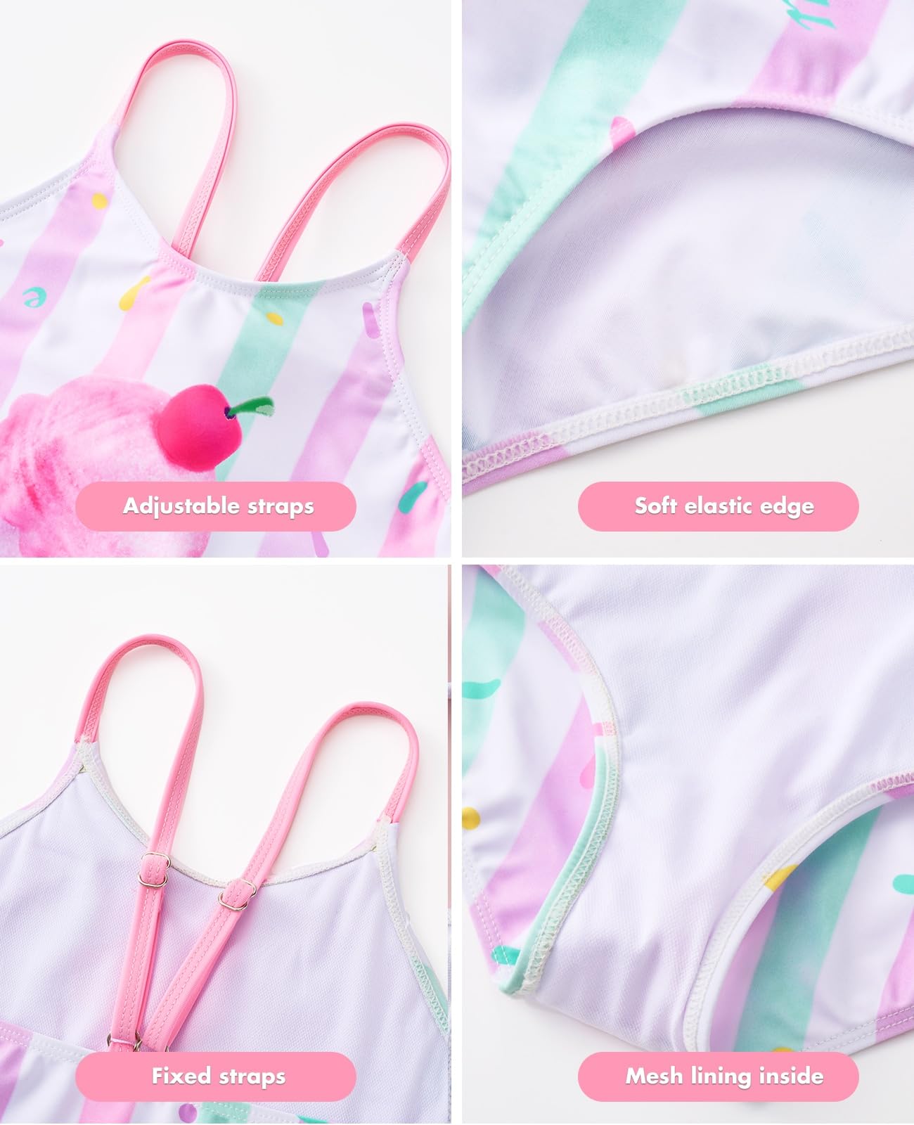 WAWSAM Unicorn Girls One Piece Bathing Suit - Rainbow Swimsuit for Kids & Toddlers | UV Protection Swimwear for Beach, Pool & Summer Water Activities