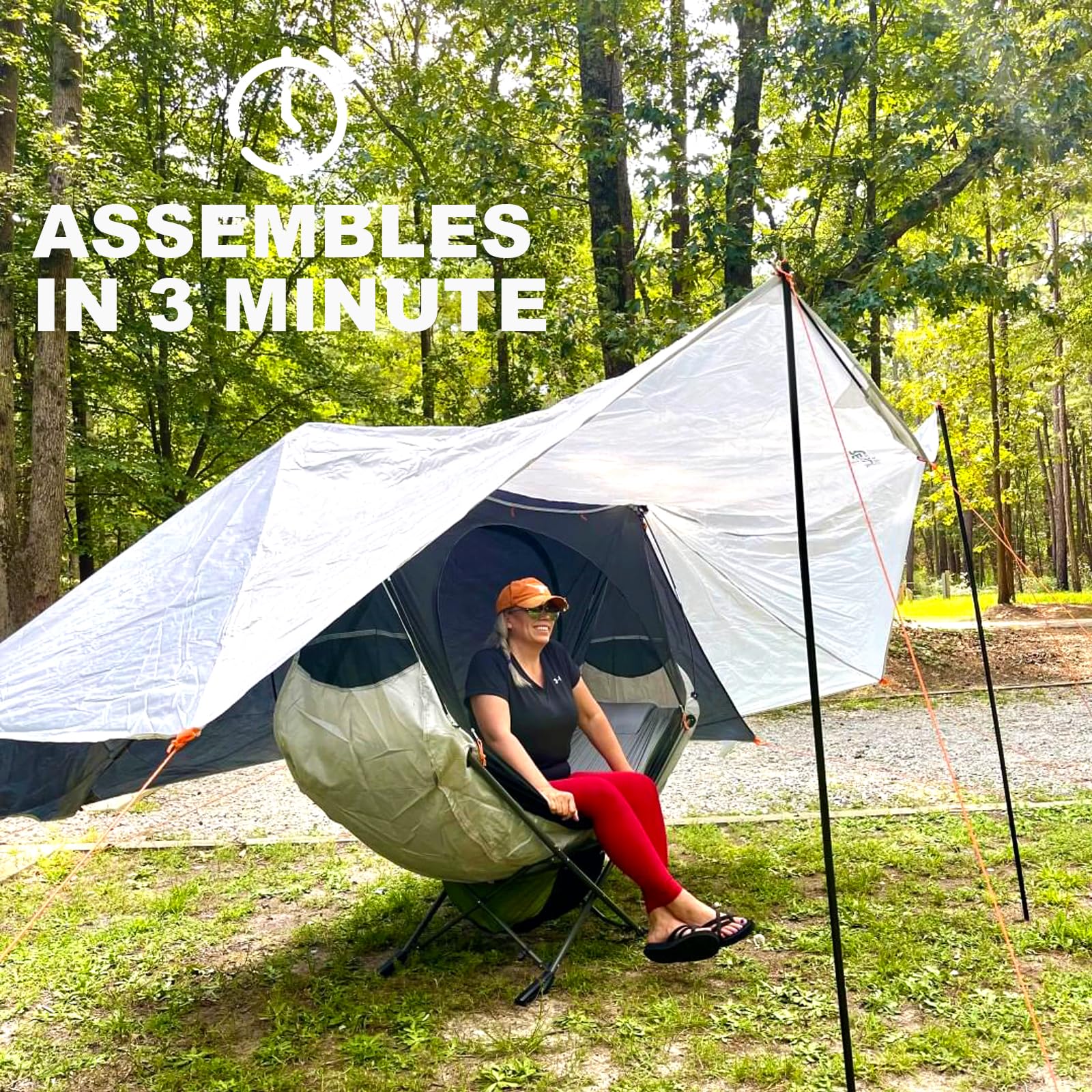 Portable Hammock with Stand - World's Best Mock ONE® Samsara Hammock Set | Compact Folding Frame with Mosquito Net & Rain Tarp | Perfect for Camping, Hiking, Backpacking, Beach, Backyard & Travel | Lightweight Outdoor Gear (Green)