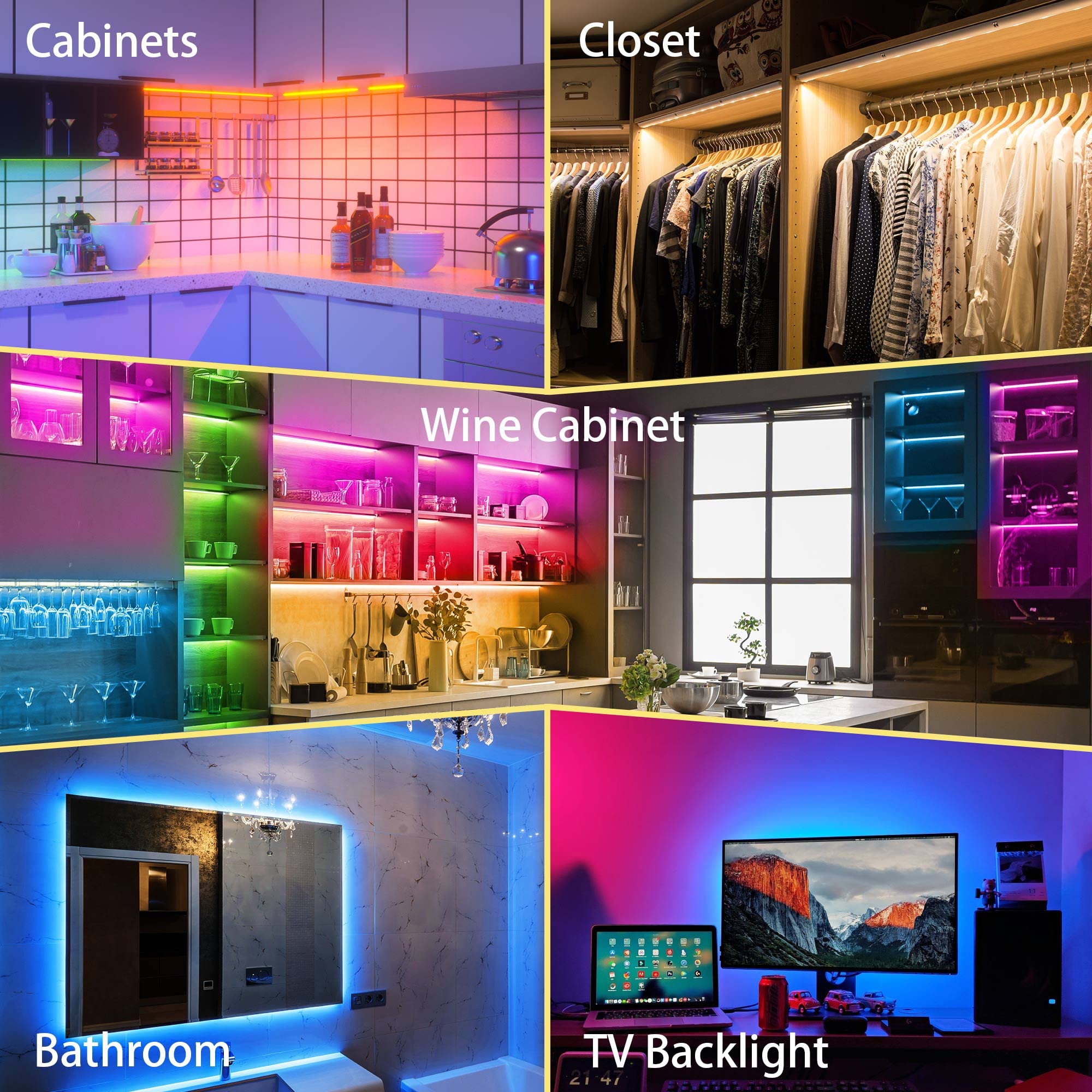RGB Under Cabinet Lights Plug in - 3 Pack 12 Inch LED Under Cabinet Lighting Kit with Smart APP & Remote Control, Dimmable Under Counter Lights for Kitchen, Shelf, Workbench, Desk, Bookcase - Perfect for Home, Office, and Commercial Spaces