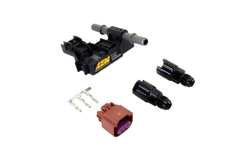 AEM Ethanol Content Flex Fuel Sensor Kit with 6AN Fittings - Compatible with E85 & Gasoline for Performance Tuning & Fuel System Upgrades