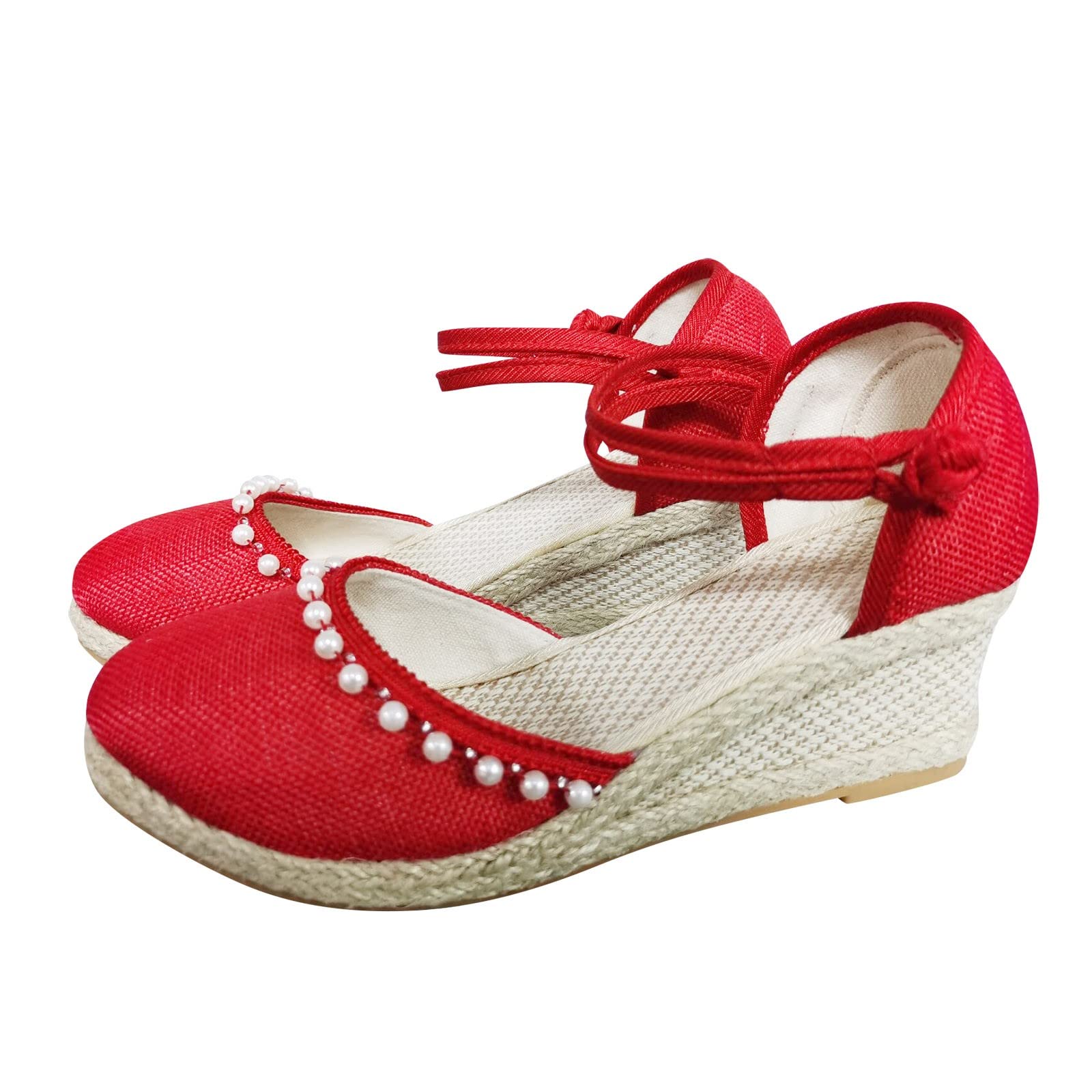 Aniywn Women's Closed Toe Retro Wedge Sandals - Buckle Strap Casual Espadrilles for Ladies | Perfect for Summer Outfits, Beach Vacations & Everyday Comfort