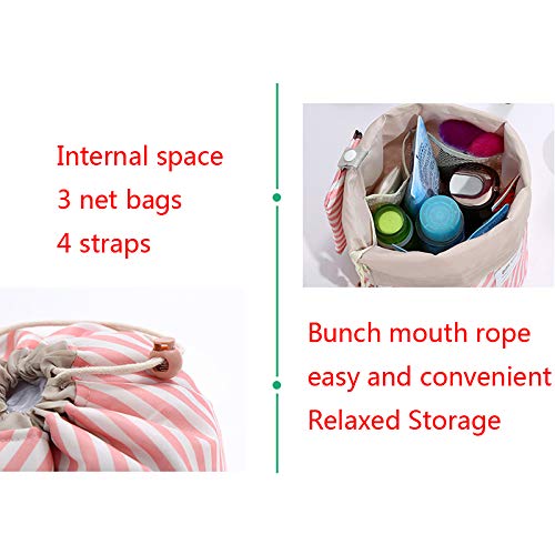 Waterproof Round Travel Makeup Bag for Women - DWE Drawstring Cosmetic Organizer Pouch (Cactus Design) - Perfect for Gym, Travel & Daily Essentials Storage