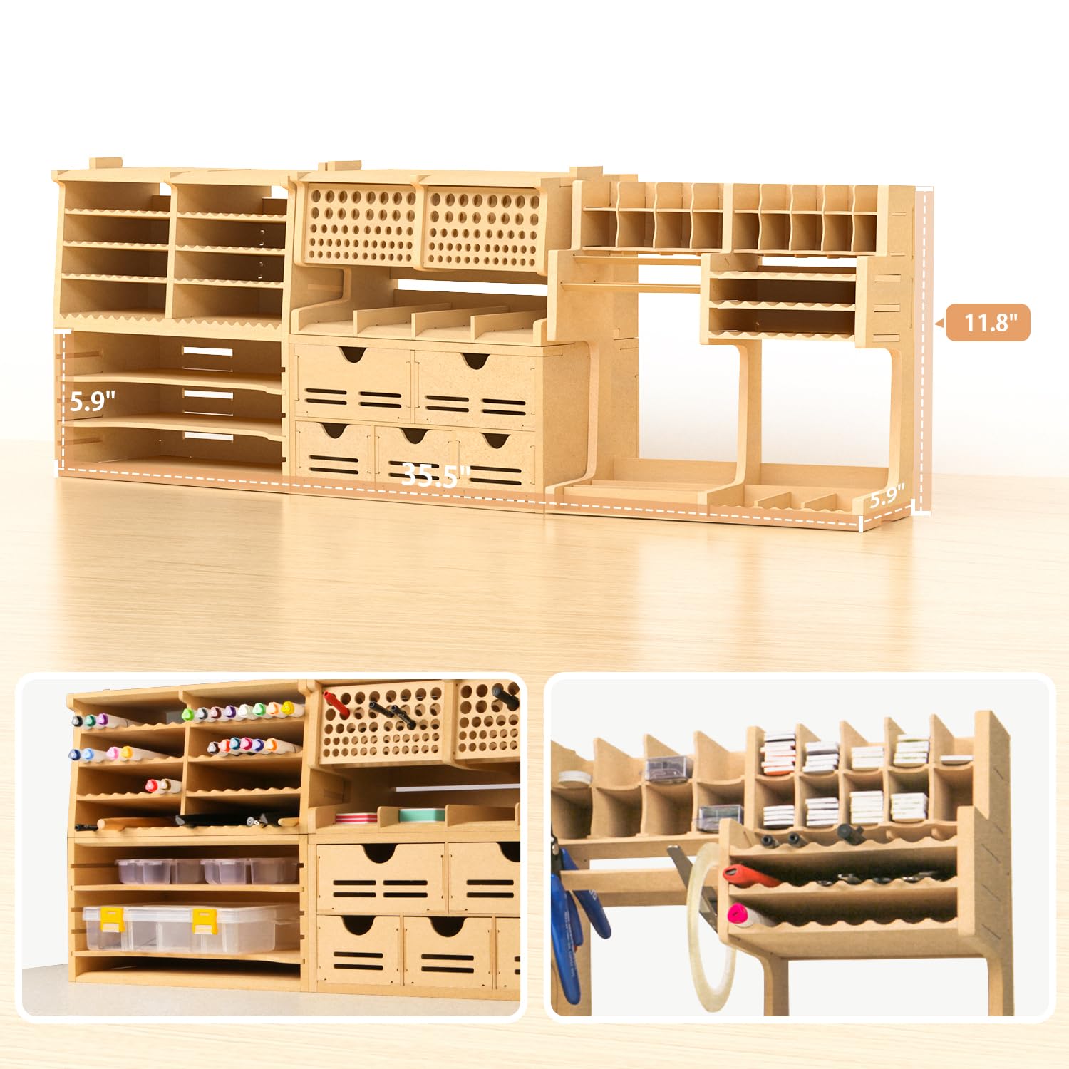Plastic Model Tool Organizer - MDF Workbench for Tamiya & Gundam Tools | Holds Pliers, Tweezers, Brushes & Screwdrivers | Perfect for Model Building, DIY Crafts & Hobby Workspaces