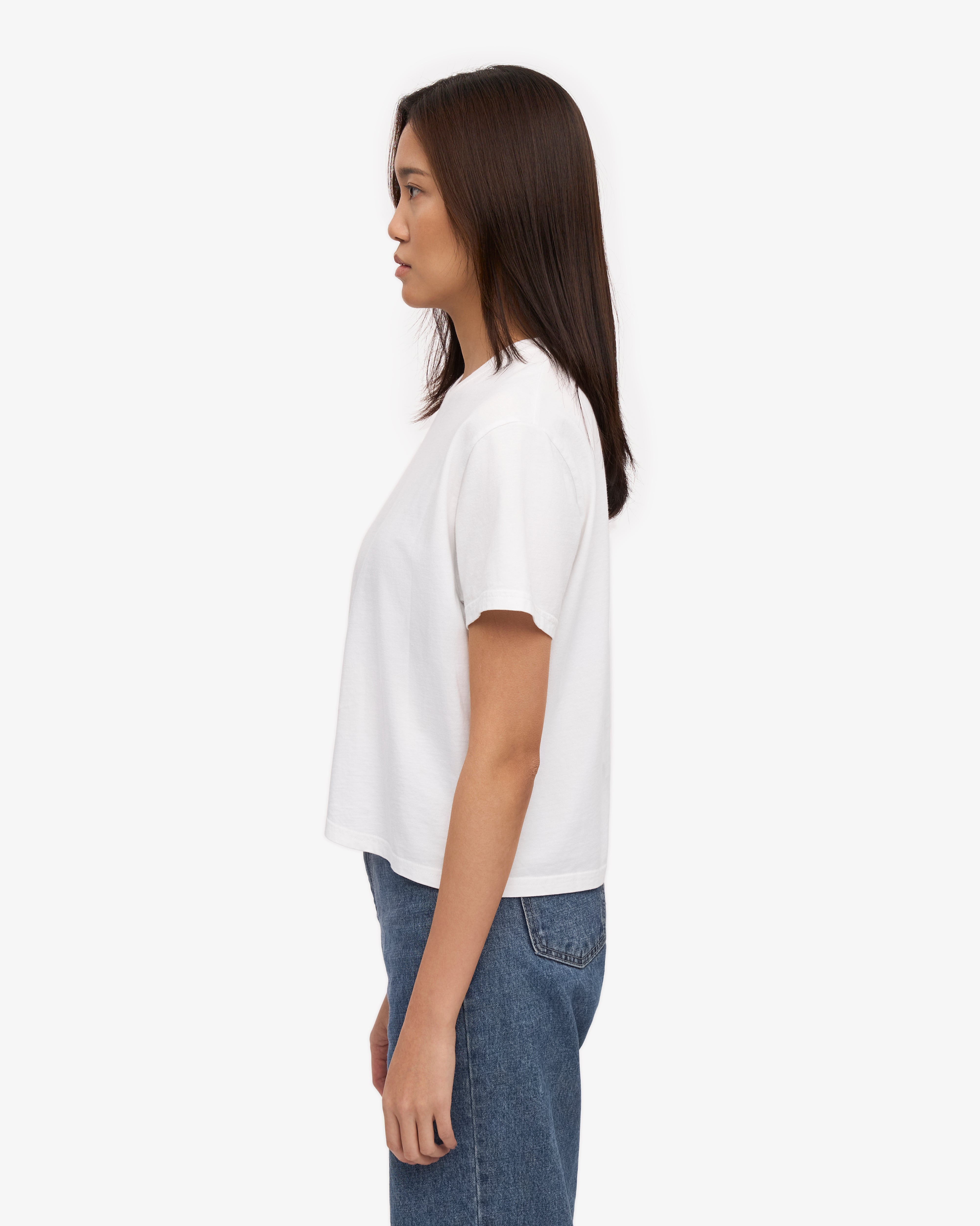 Organic Boxy Crop Tee - Soft Cotton Oversized T-Shirt for Women | Optical White | Casual Wear, Street Style & Summer Outfits