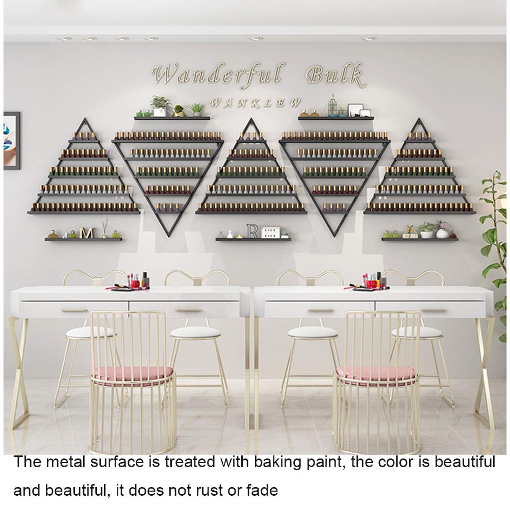 5-Tier Wall Mounted Metal Nail Polish Organizer - Cosmetic Display Rack for Nail Polish, Lipstick, Essential Oils & Beauty Products - Perfect for Salon, Spa, Bathroom & Home Organization