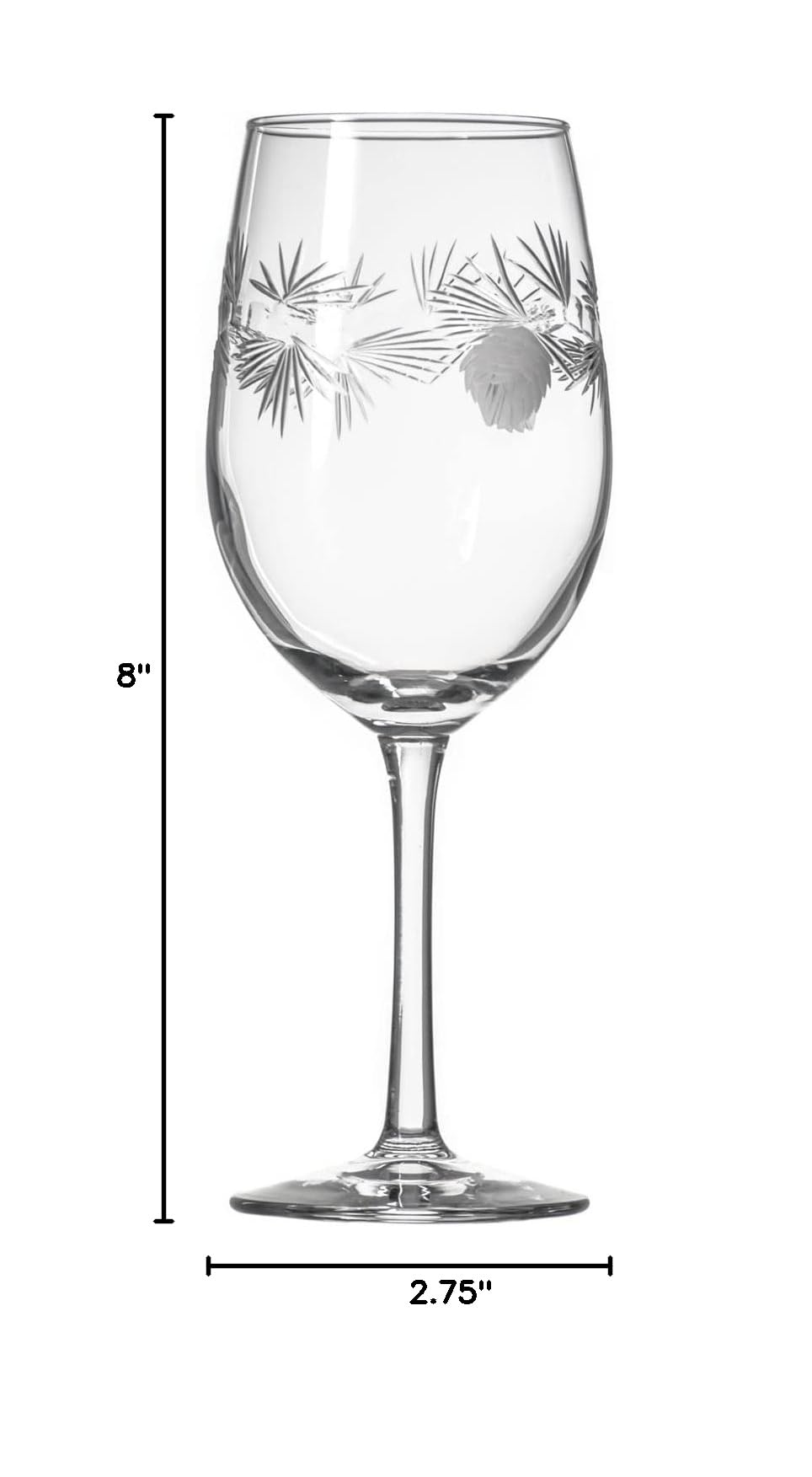 Premium Rolf Glass Icy Pine White Wine Glasses Set of 4 - 12 oz Stemmed Crystal Clear Lead-Free Etched Wine Glasses - Handcrafted in USA by Thomas Conrad Pittsburgh - Perfect for Dinner Parties, Weddings & Holiday Entertaining