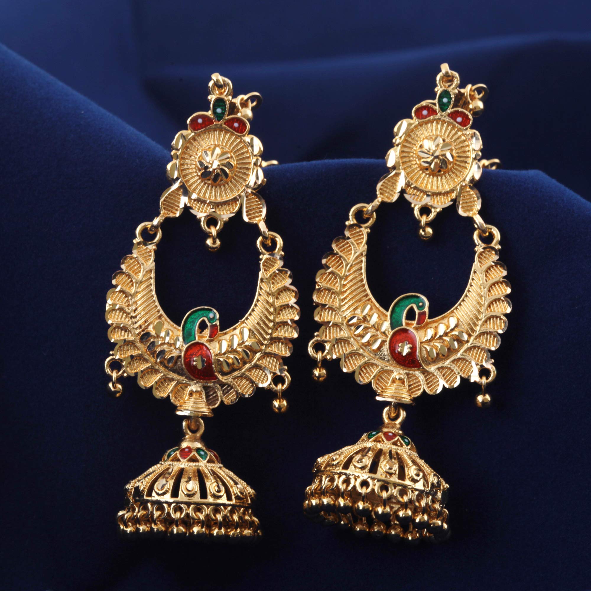 MEENAZ Copper & Yellow Gold Brass Earrings for Girls - Elegant Golden Yellow Jewelry for Women & Teens - Perfect for Parties, Weddings & Everyday Wear