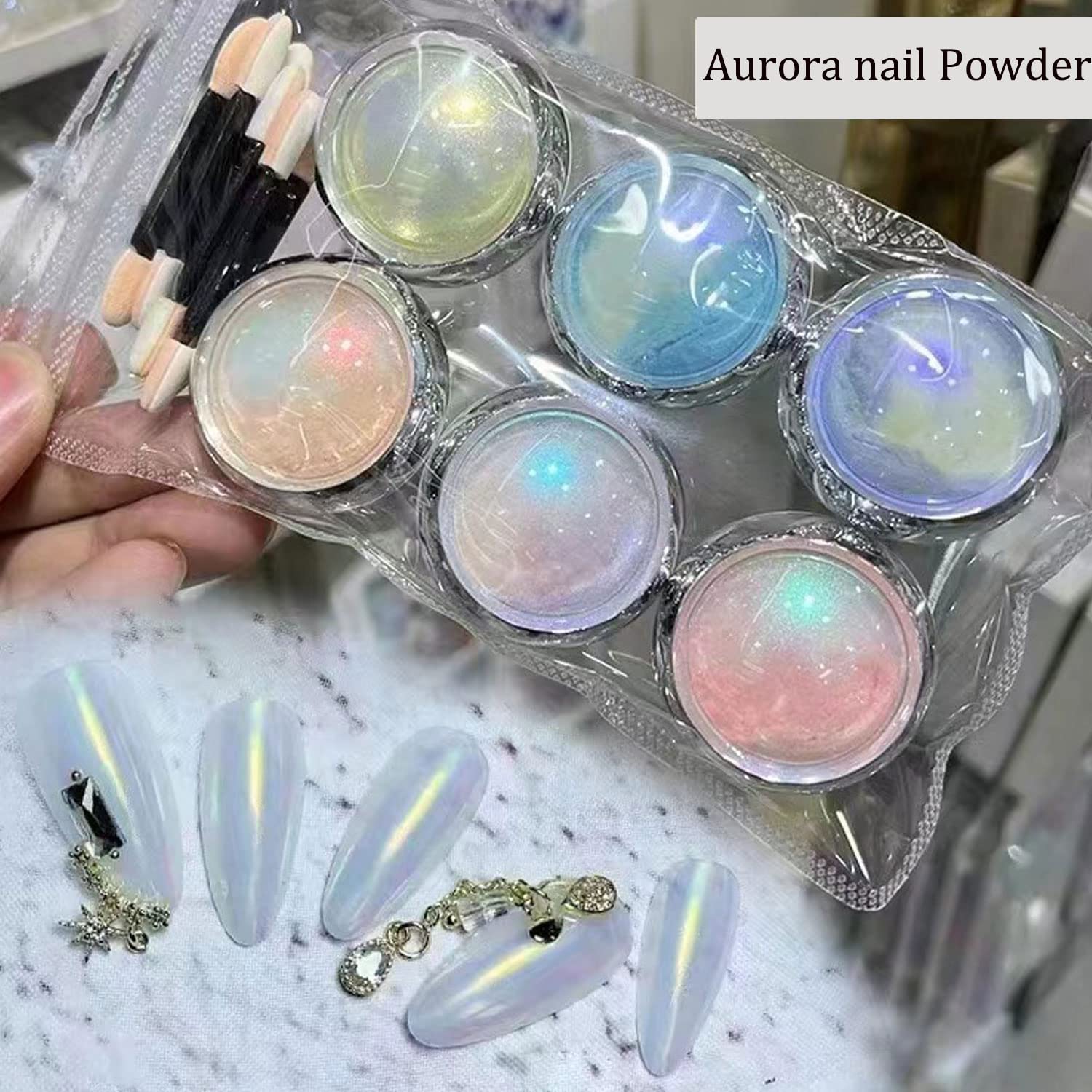 Mermaid Chrome Nail Powder - Aurora Nail Glitter for Gel Polish | Mirror Effect Pigment & Iridescent Nail Art Supplies | Perfect for Manicures, Nail Decoration & DIY Nail Designs