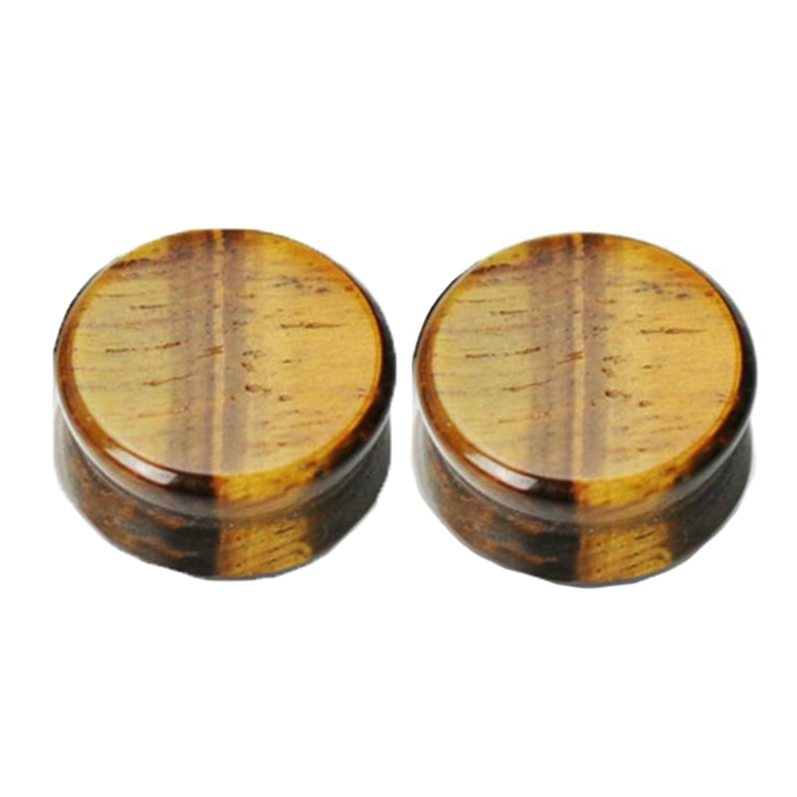 2Pcs Stone Men's Ear Gauges Plugs - Double Flared Saddle Stretching Tunnels for Ear Piercing (Brown) | Perfect for Stretching, Body Modification & Alternative Fashion