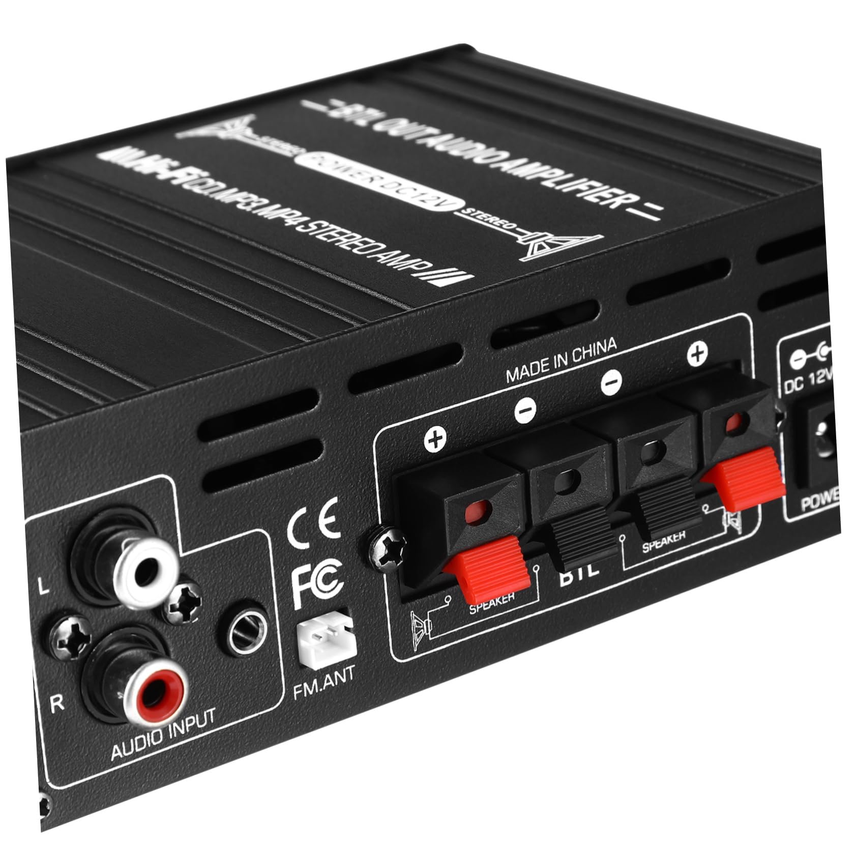 Hoement 12V Car Audio Amplifier AK380 - 4 Channel Stereo Receiver for Home & Car Sound System, High Power Speaker Amp for Enhanced Music Experience | Perfect for Road Trips, Parties & Home Theater