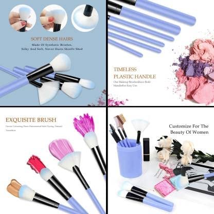 12-Piece Makeup Brush Set for Foundation, Eyeshadow, Eyebrow, Eyeliner, Blush, Powder & Concealer - Professional Cosmetic Brushes with Storage Barrel Bottle (Ivory) - Perfect for Daily Makeup, Travel & Professional Makeup Artists