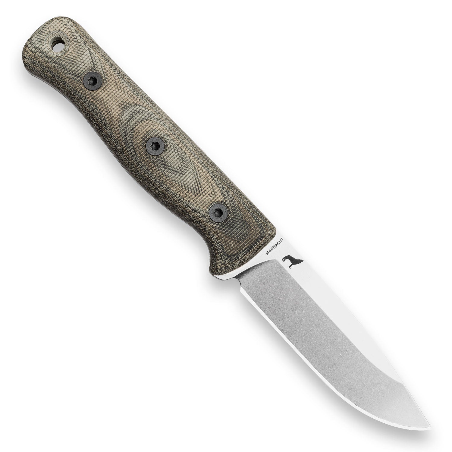 Premium BLEM F4 Bushcraft Survival Knife - MagnaCut Steel with Polished Stonewash Finish, Green & Black Layered Canvas Micarta Handle - Ideal for Outdoor Camping, Hunting, and Wilderness Survival