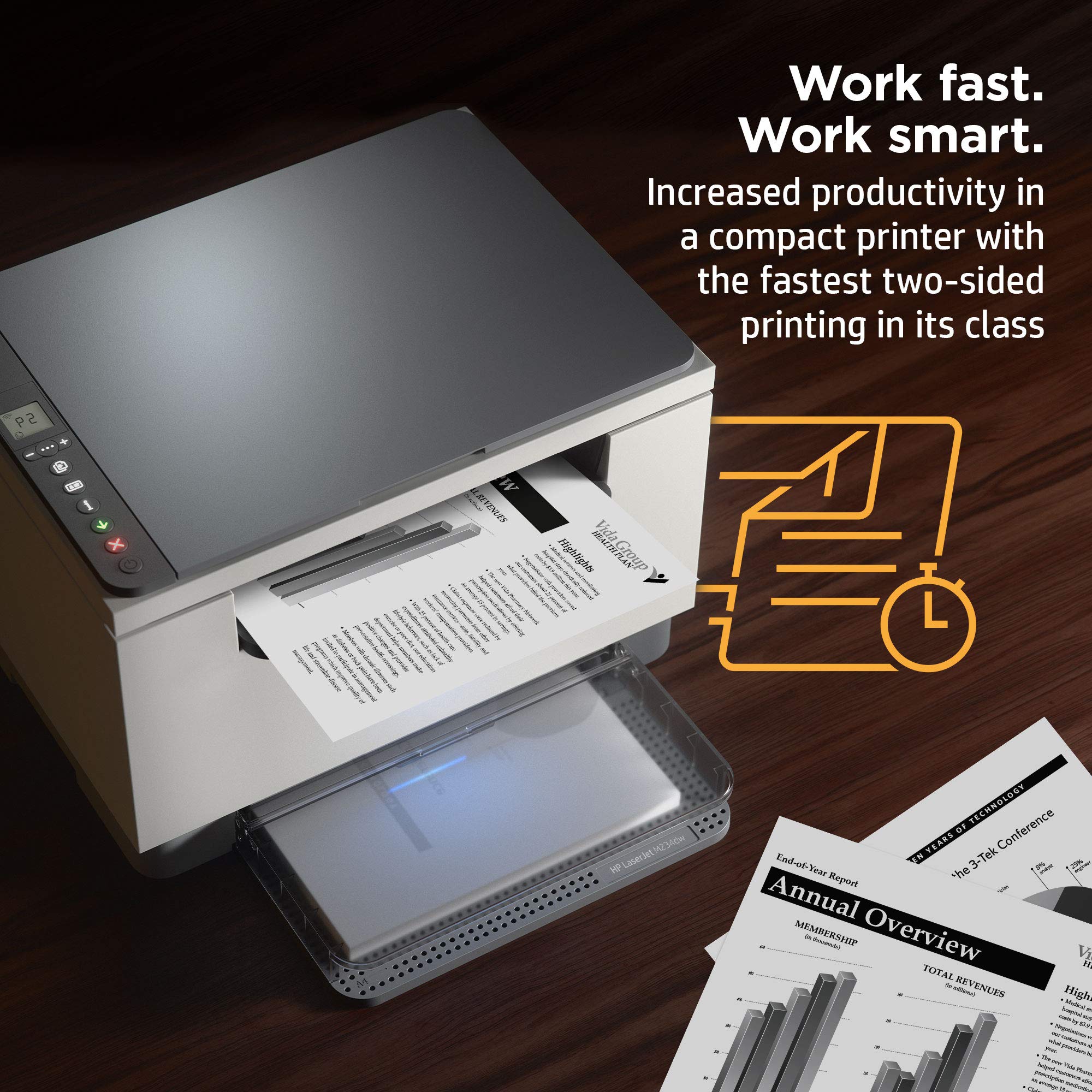 HP LaserJet MFP M234dw Wireless Monochrome All-in-One Printer with Scanner, Copier & Fax | Bluetooth, WiFi, USB, Ethernet Connectivity | Instant Ink Ready | Perfect for Home Office & Small Business Use | Print Documents, Scan Files & Send Faxes (Renewed)