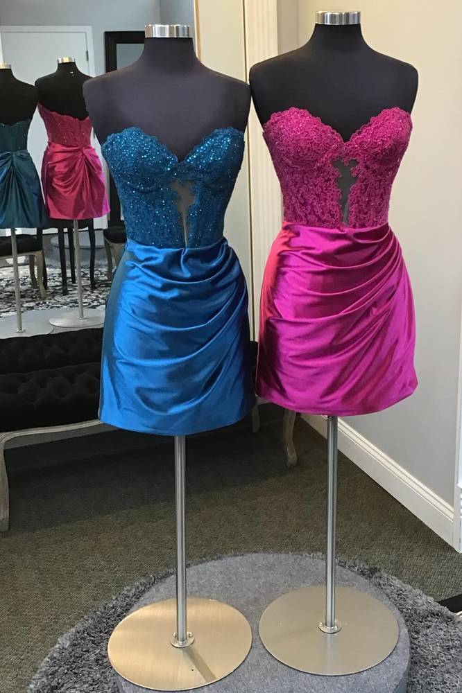 Elegant Lace Corset Short Homecoming Dress with Ruched Sweetheart Neckline - Perfect for Prom, Party, and Formal Events