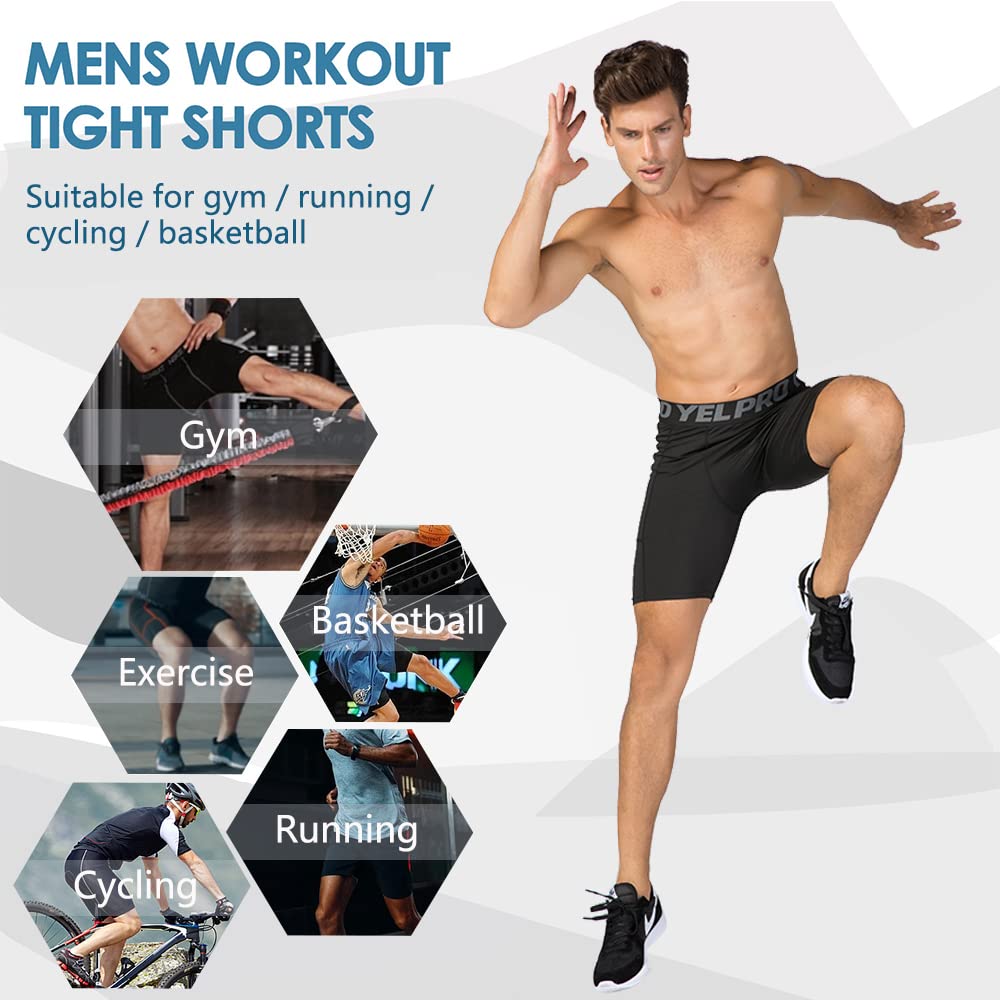 Men's Compression Shorts - Moisture Wicking Baselayer Workout Shorts for Running, Basketball & Gym | Cool Dry Active Underwear for Sports & Training
