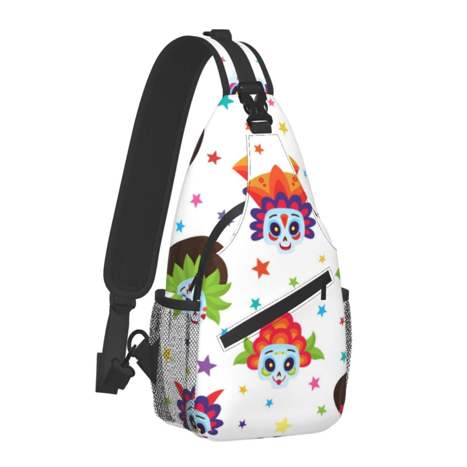 Casual Sling Backpack - Chest Shoulder Crossbody Bag with Skull Design for Men & Women | Gym, Travel & Outdoor Hiking Daypack | Perfect for Workouts, Commuting & Adventure Trips