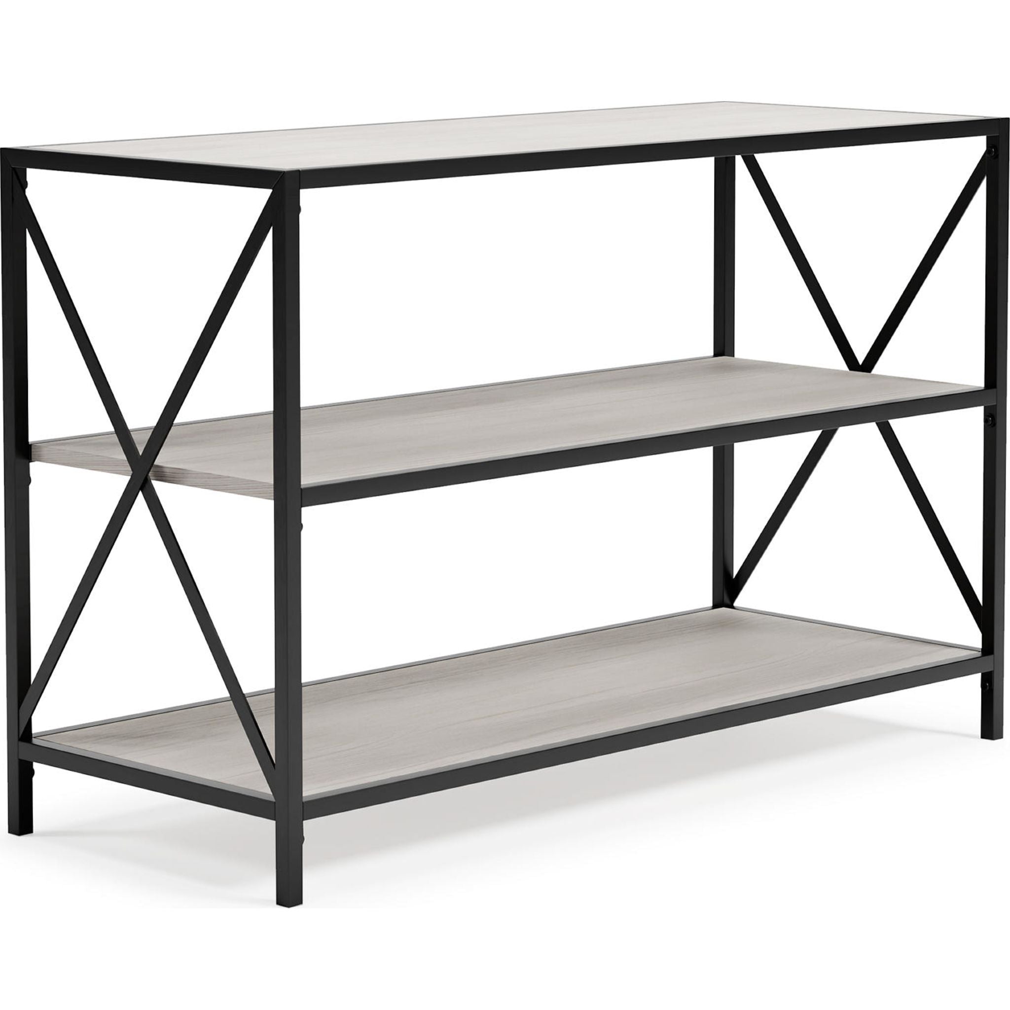 Bayflynn Bookcase - White & Black - Modern Bookshelf for Home, Office & Library Storage