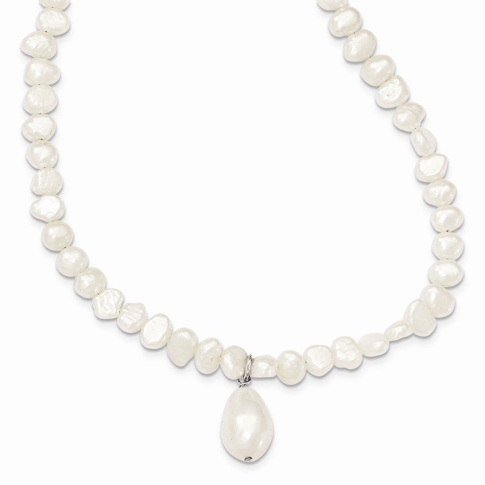 Elegant Sterling Silver FW Cultured Pearl Drop 18 Inch Necklace for Women | Perfect for Weddings, Parties & Special Occasions