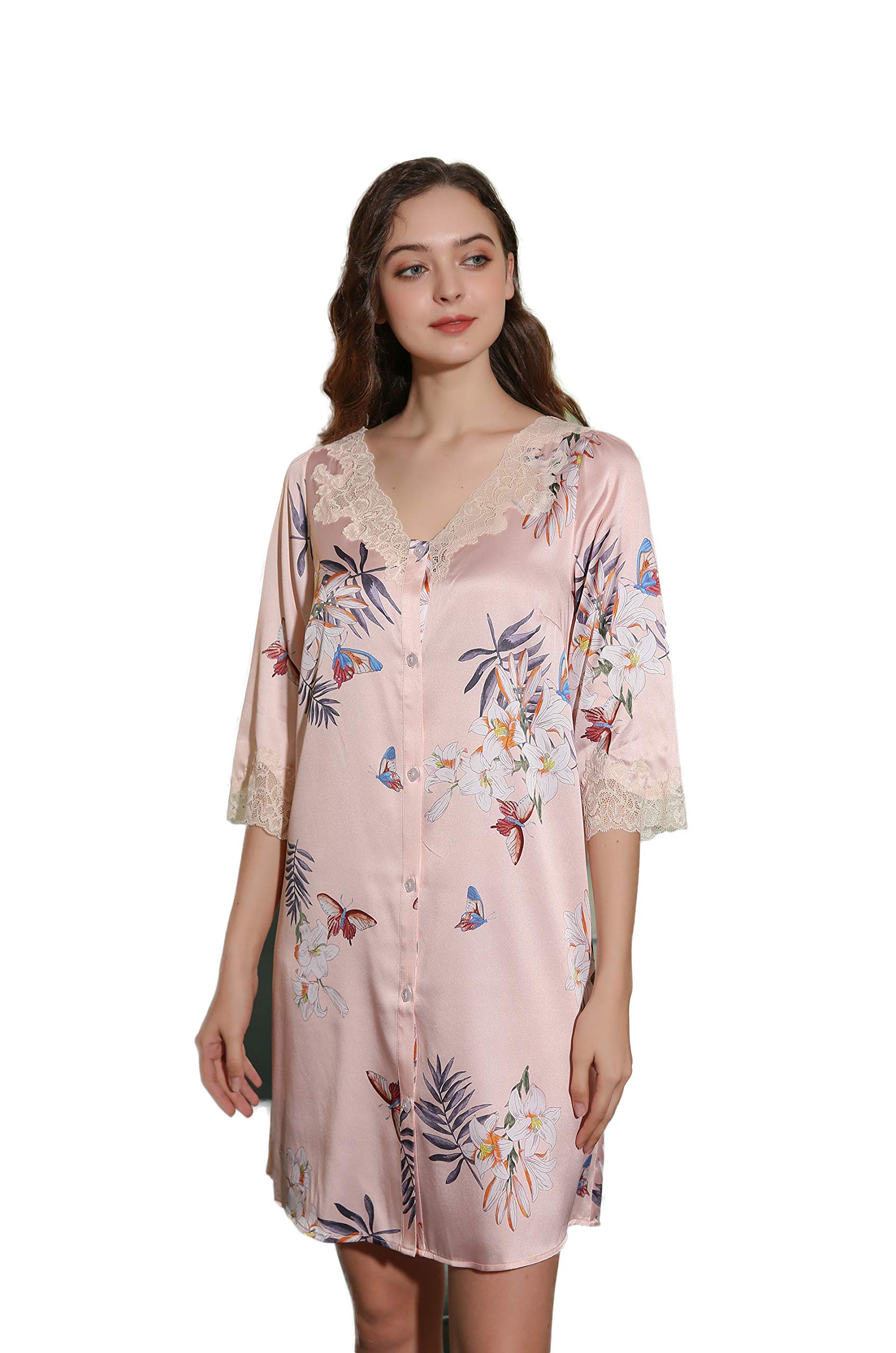CLC Women's Printed Silk Nightgown - Soft & Elegant Sleepwear for Women - Perfect for Nighttime Comfort & Lounge Wear