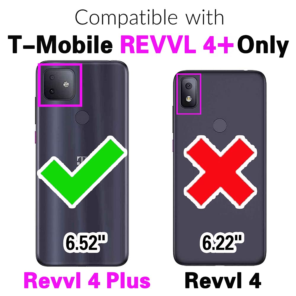 ASUWISH Wallet Case with Tempered Glass Screen Protector & Wrist Strap for T-Mobile Revvl 4 Plus (TCL Revvl 4+) - Rose Gold | Flip Cover & Phone Protection for Everyday Use
