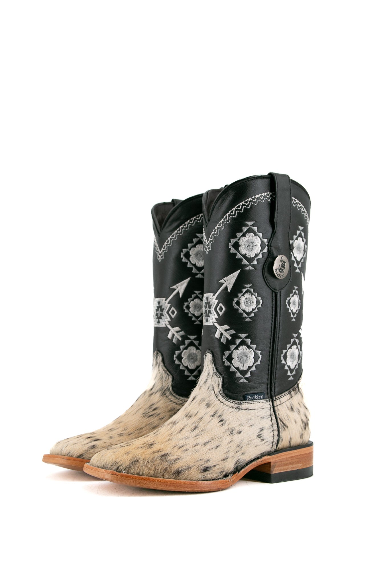 Women's Cowgirl Boots Square Toe Cowhide Leather Western Boots Size 6 - Perfect for Country Dancing, Rodeos & Casual Wear