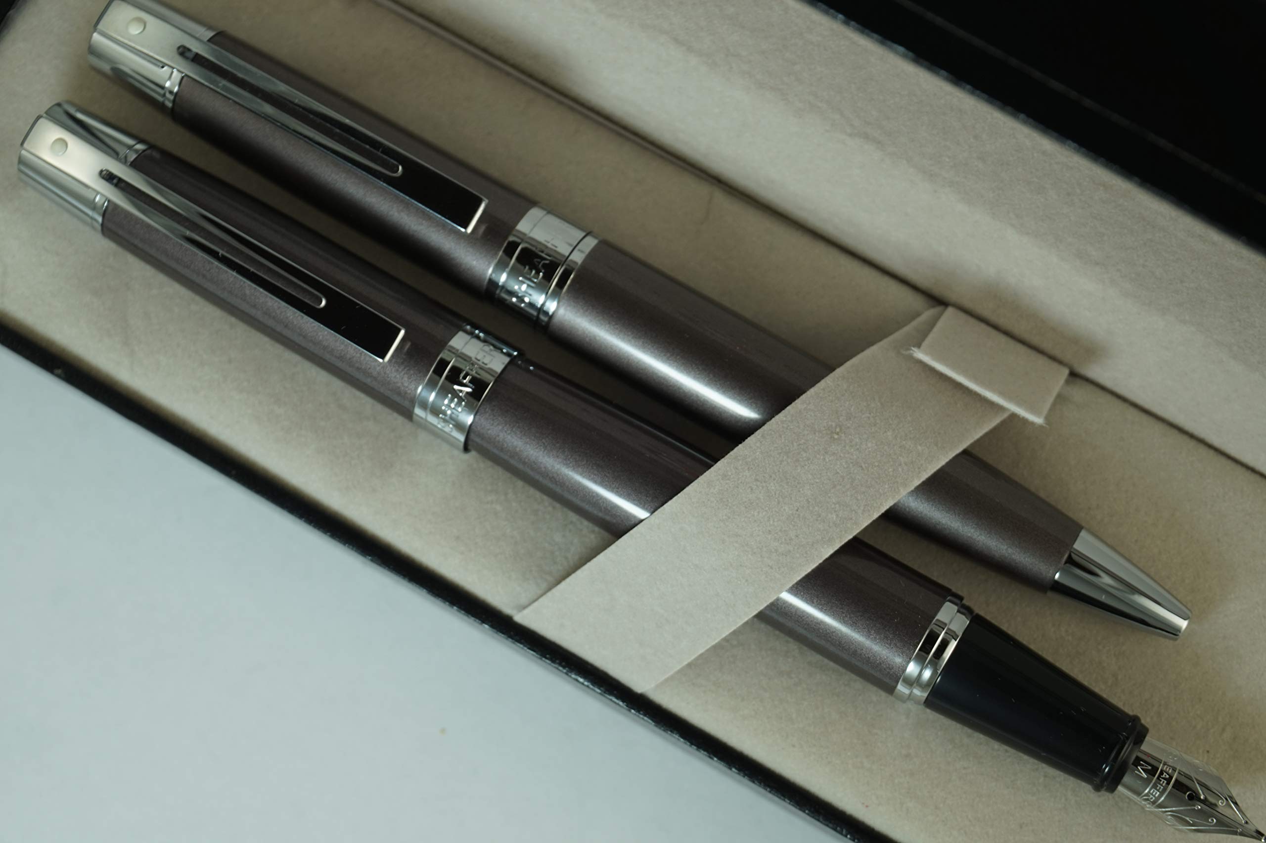 Sheaffer 300 Collection II Metallic Brownish Grey Fountain Pen & Ballpoint Pen Set - Compact Design, Polished Barrel - Perfect for Office, Gifts & Writing Enthusiasts