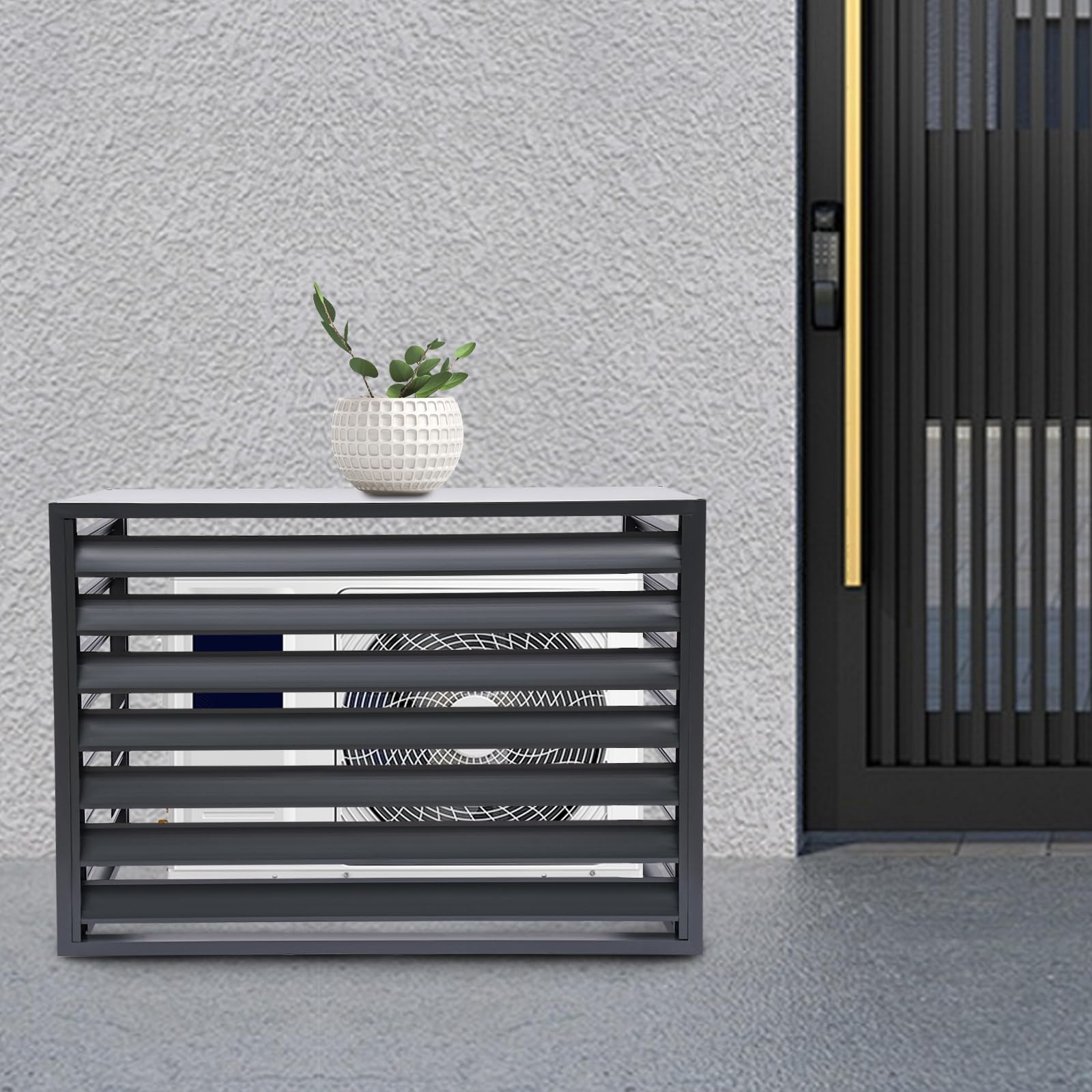 Outdoor Air Conditioner Cover - Aluminum Alloy Freestanding AC Privacy Screen Fence Panel for Backyard, Patio & Deck - Weatherproof Grey AC Fence for Yard Privacy & Aesthetic Protection