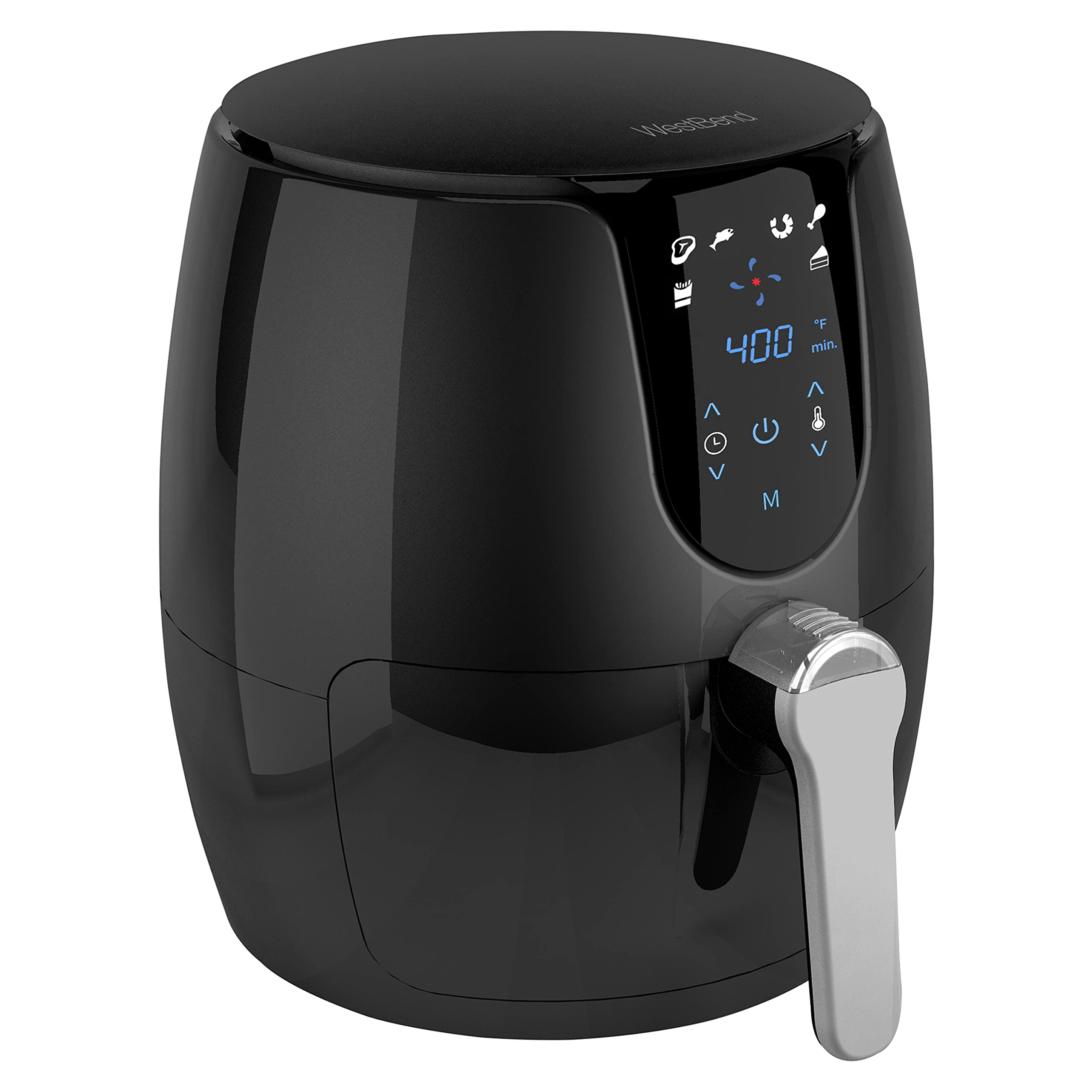 West Bend 3.7-Quart Digital Air Fryer with 6 Presets, 30-Min Timer & Nonstick Coating - Perfect for Healthy Frying, Roasting & Baking at Home (Black)