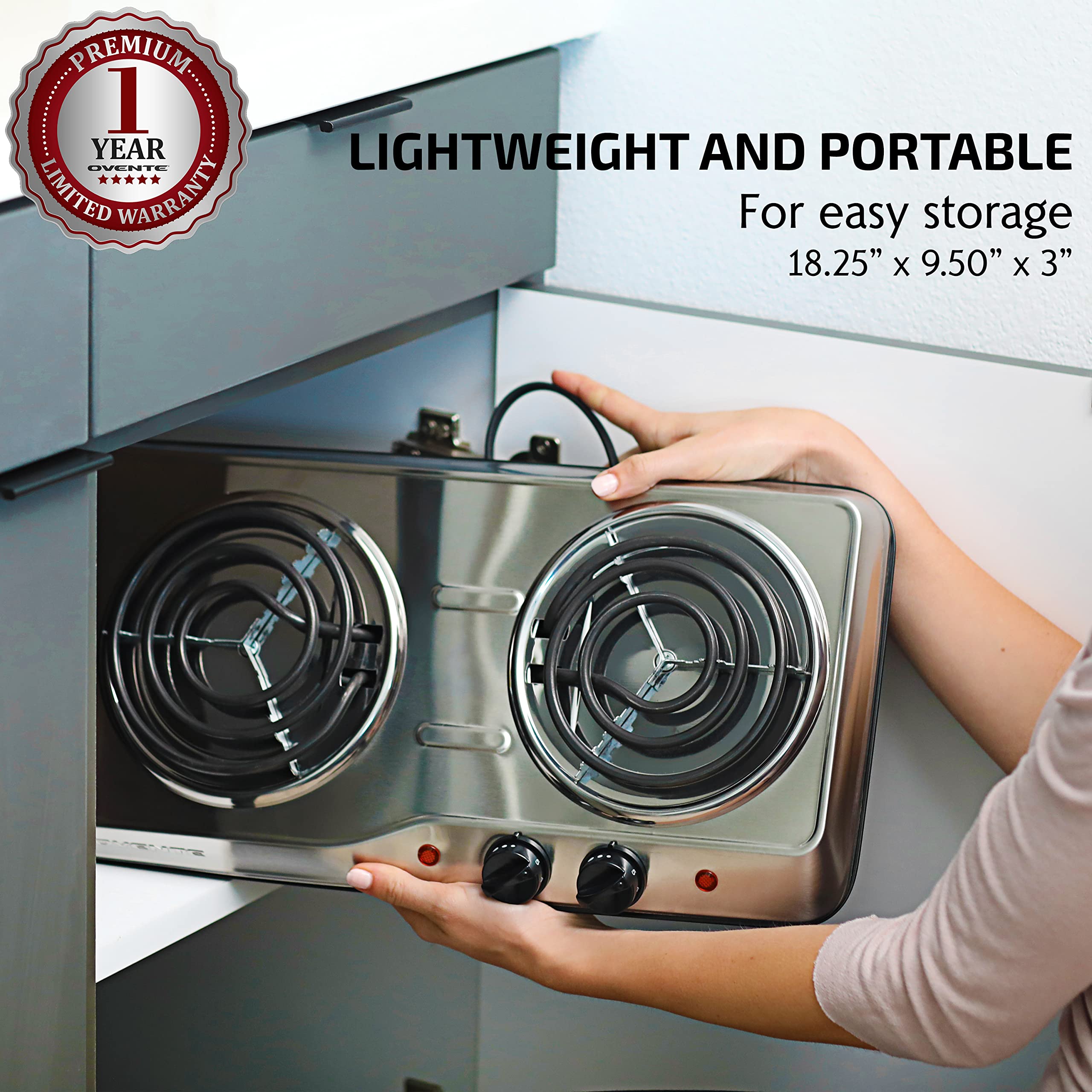 OVENTE 1700W Electric Countertop Double Burner - 6